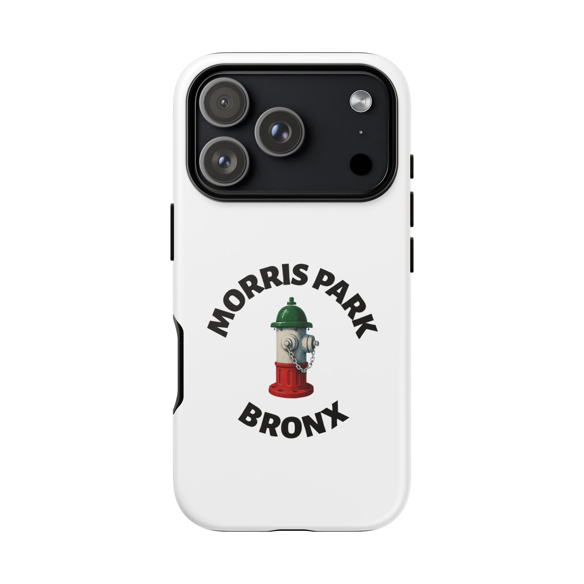 Morris Park Bronx White Phone Case, Urban Style Phone Cover, Tough Smartphone Case, Gift for Italian Heritage, Fun Streetwear Accessories
