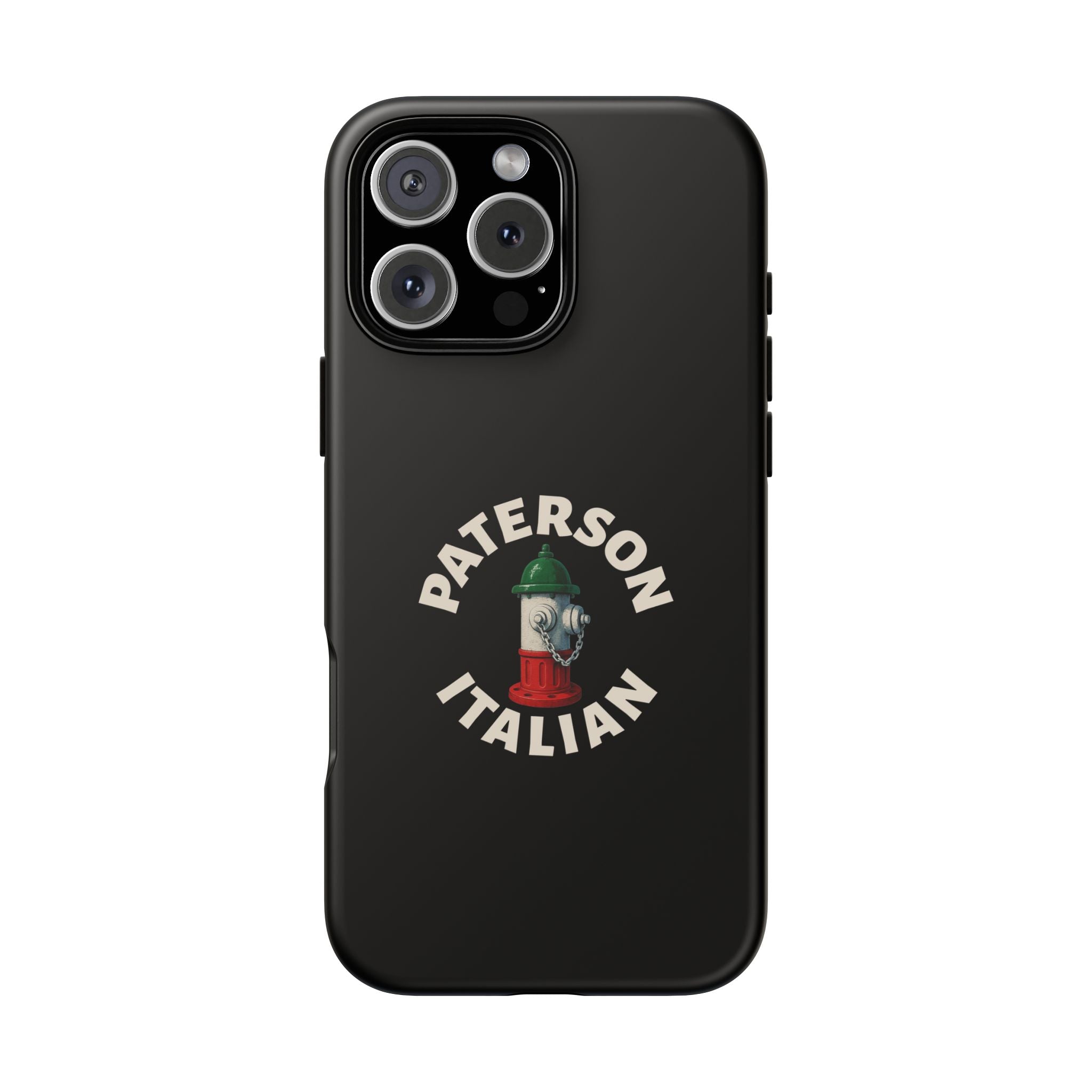 Paterson Italian Black Phone Case, Tough Cases for iPhone, Gift for Italians, Stylish Phone Cover, Unique Phone Accessory