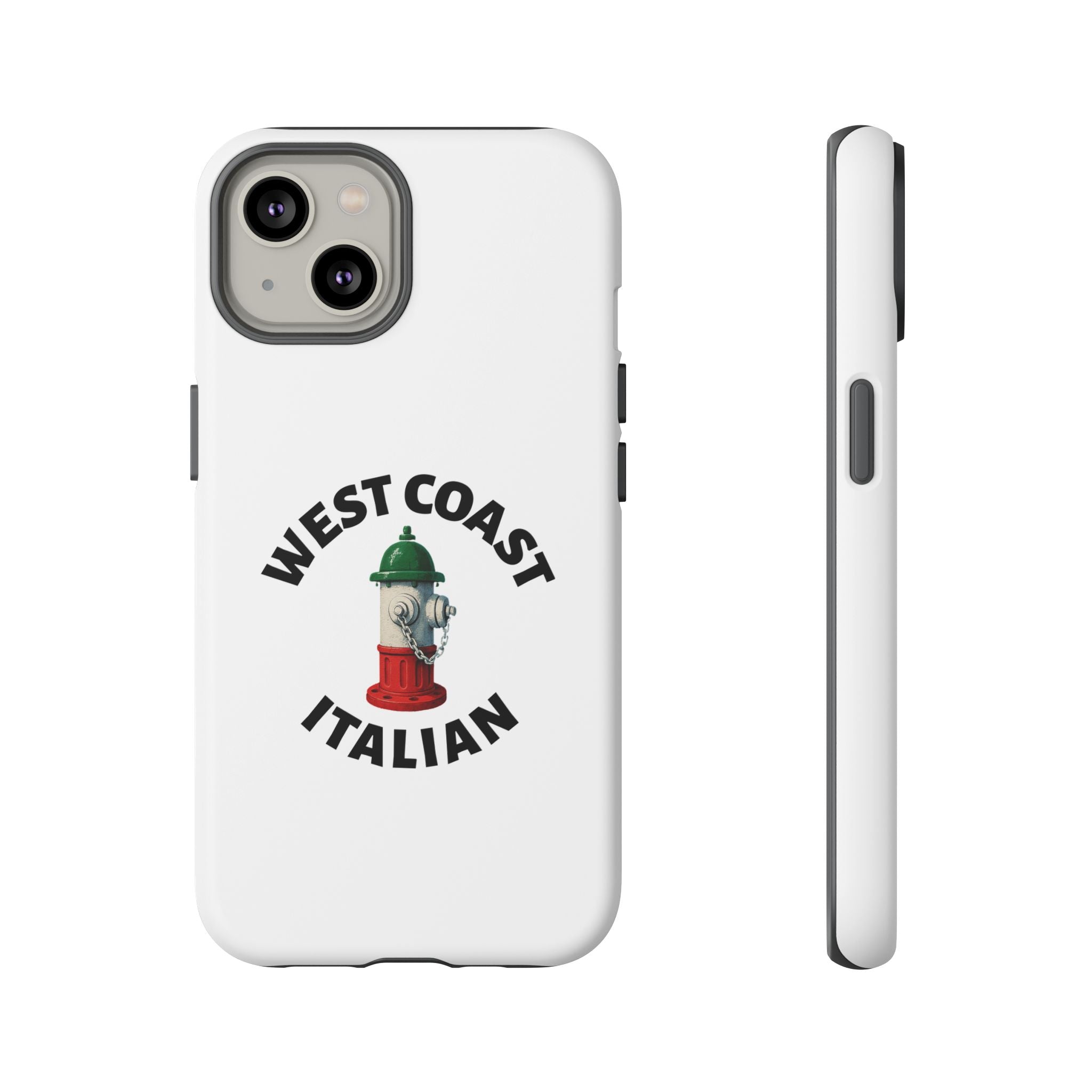 West Coast Italian White Phone Case, Urban Style Phone Cover, Tough Smartphone Case, Gift for Italian Heritage, Fun Streetwear Accessories