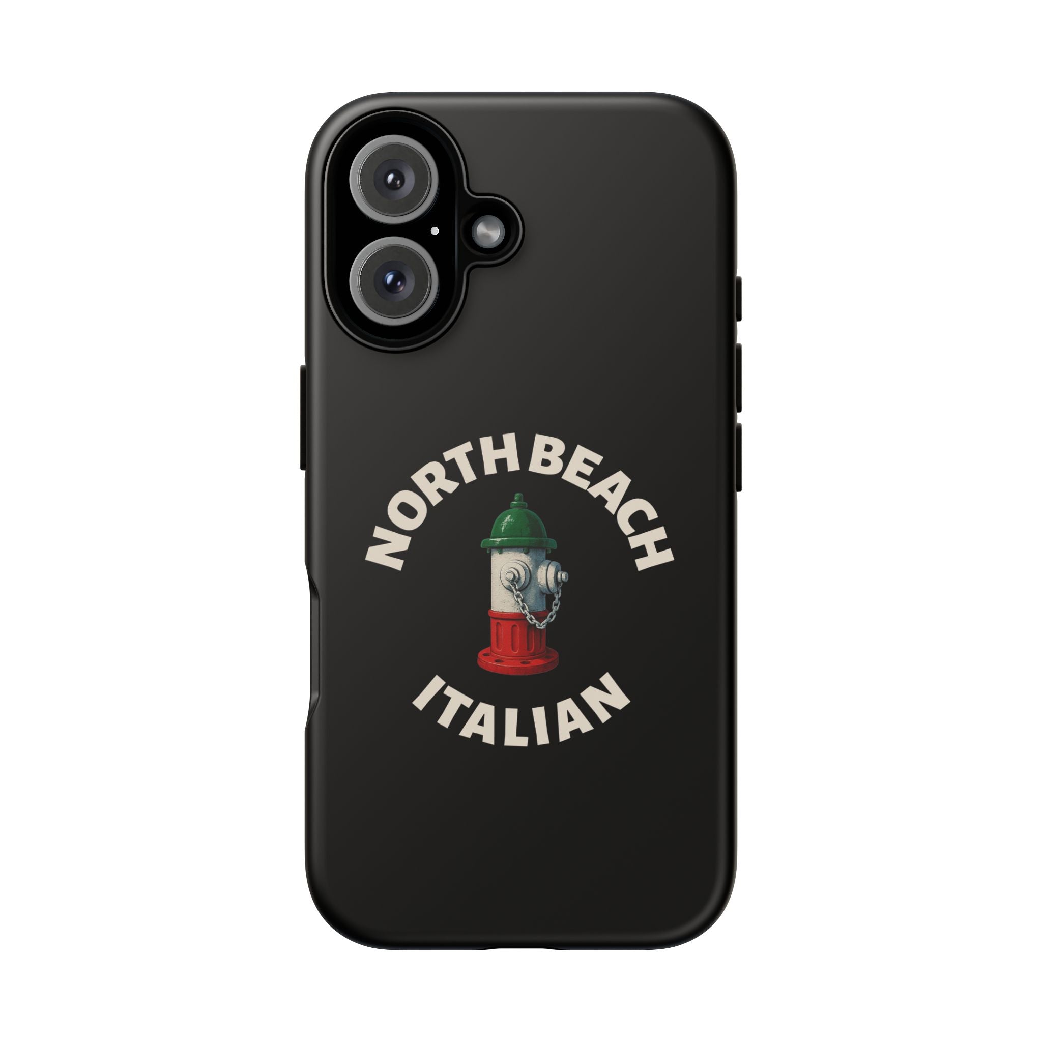 North Beach Italian Black Phone Case, Tough Cases for iPhone, Gift for Italians, Stylish Phone Cover, Unique Phone Accessory