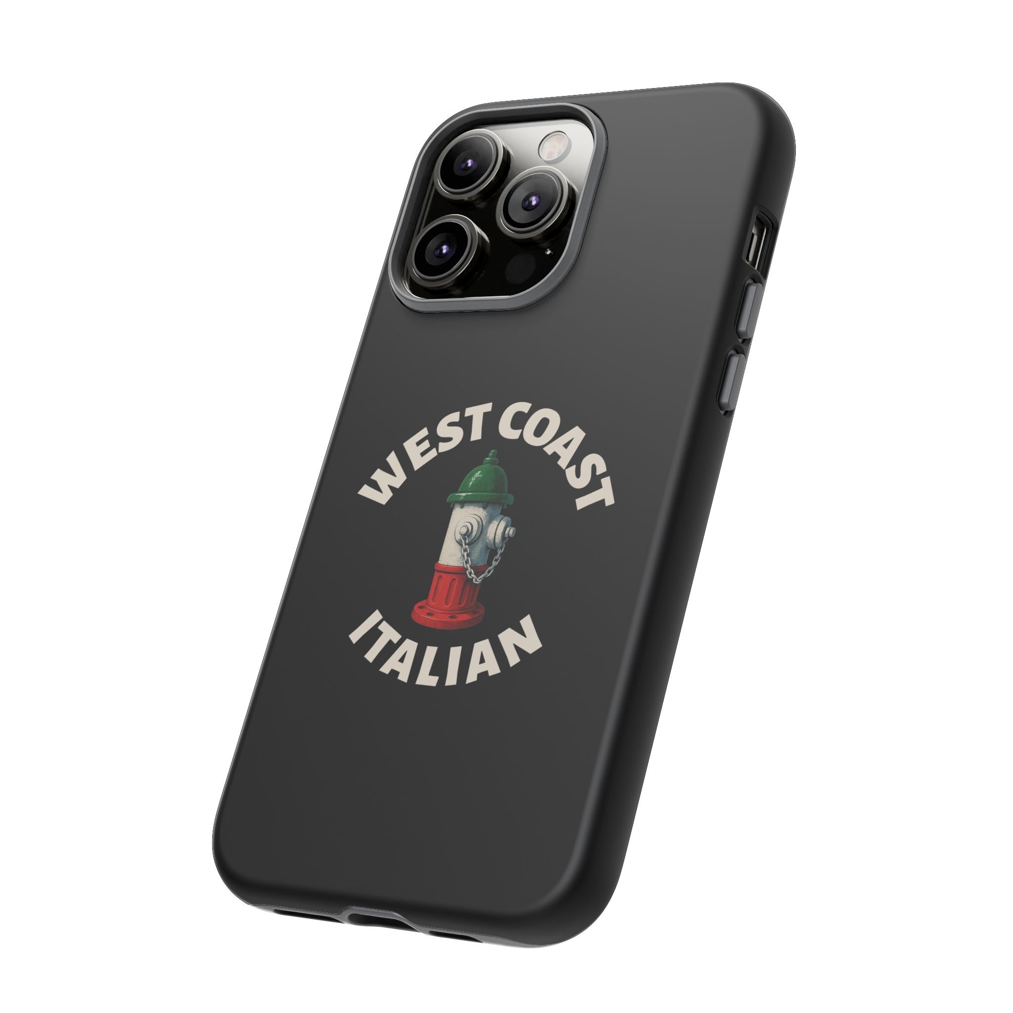 West Coast Italian Black Phone Case, Tough Cases for iPhone, Gift for Italians, Stylish Phone Cover, Unique Phone Accessory