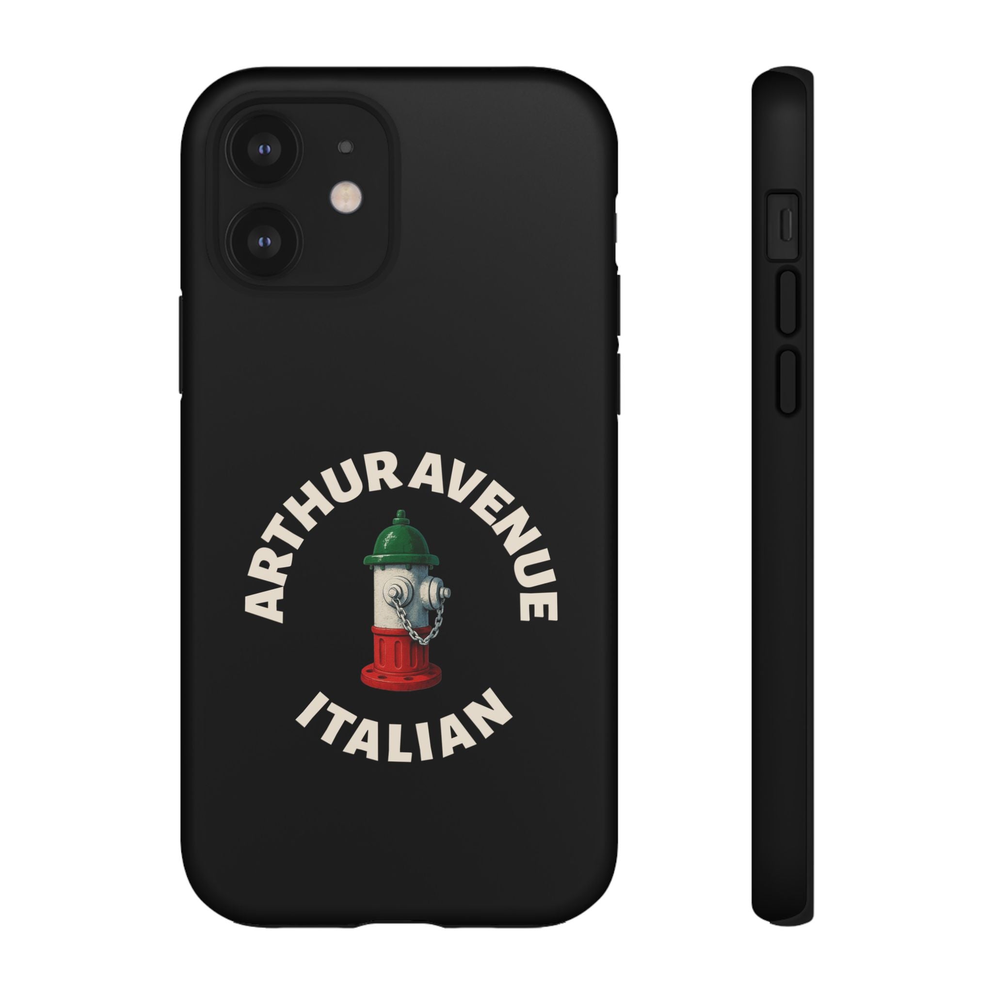 Arthur Avenue Italian Black Phone Case, Tough Cases for iPhone, Gift for Italians, Stylish Phone Cover, Unique Phone Accessory
