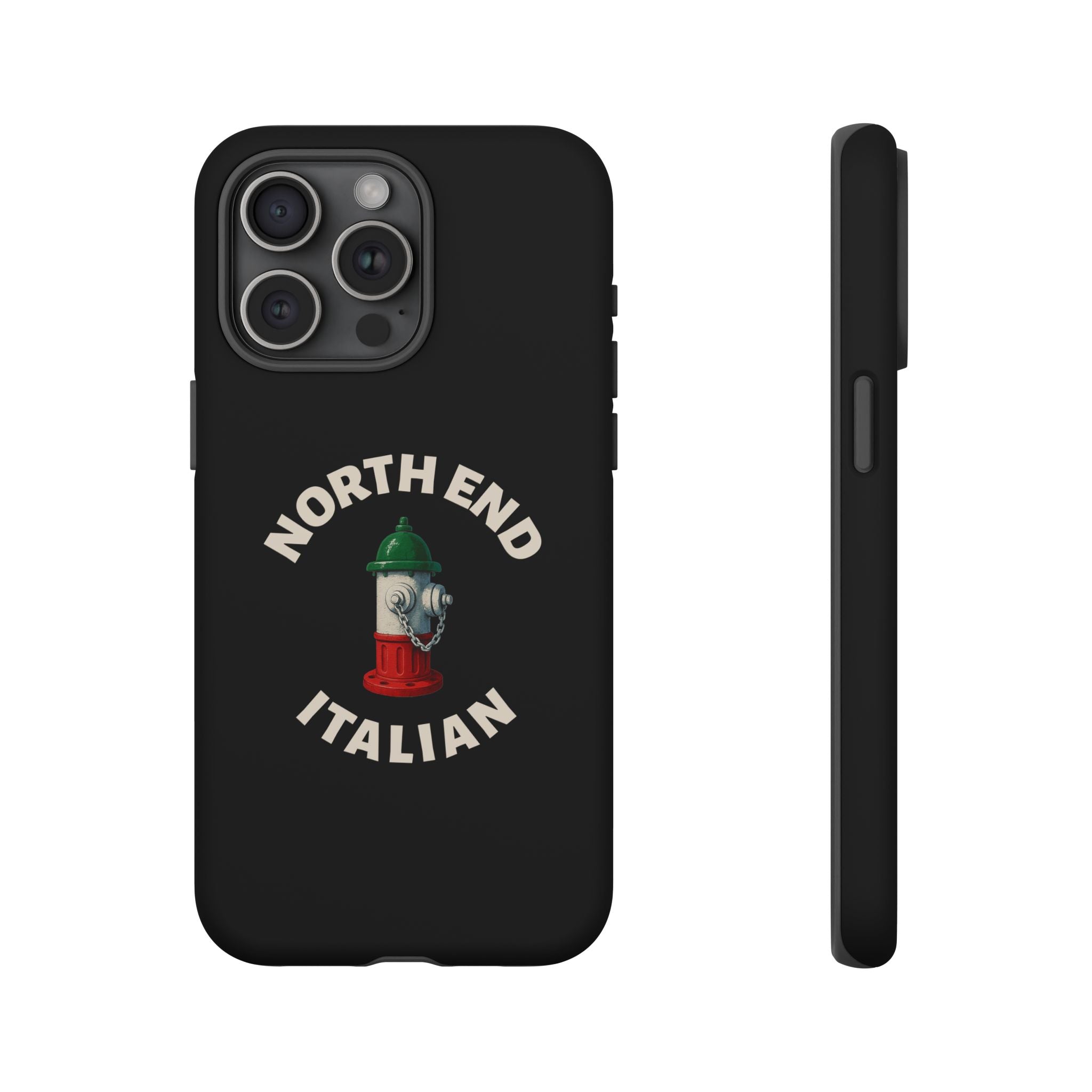 North End Italian Black Phone Case, Tough Cases for iPhone, Gift for Italians, Stylish Phone Cover, Unique Phone Accessory
