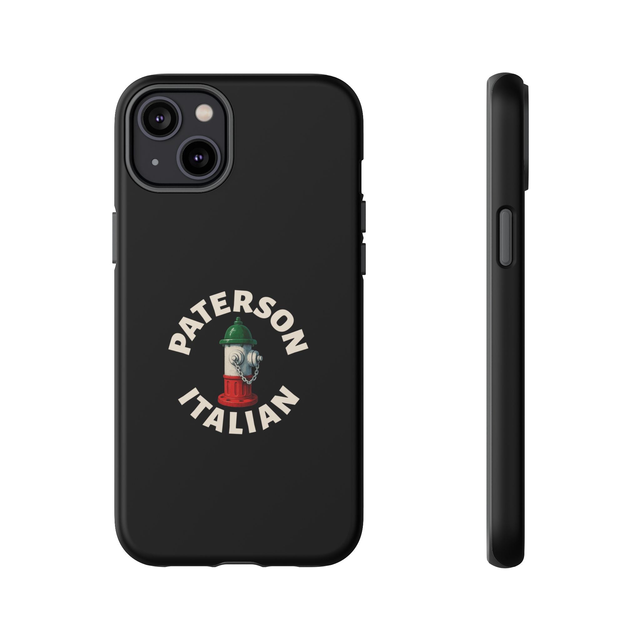 Paterson Italian Black Phone Case, Tough Cases for iPhone, Gift for Italians, Stylish Phone Cover, Unique Phone Accessory