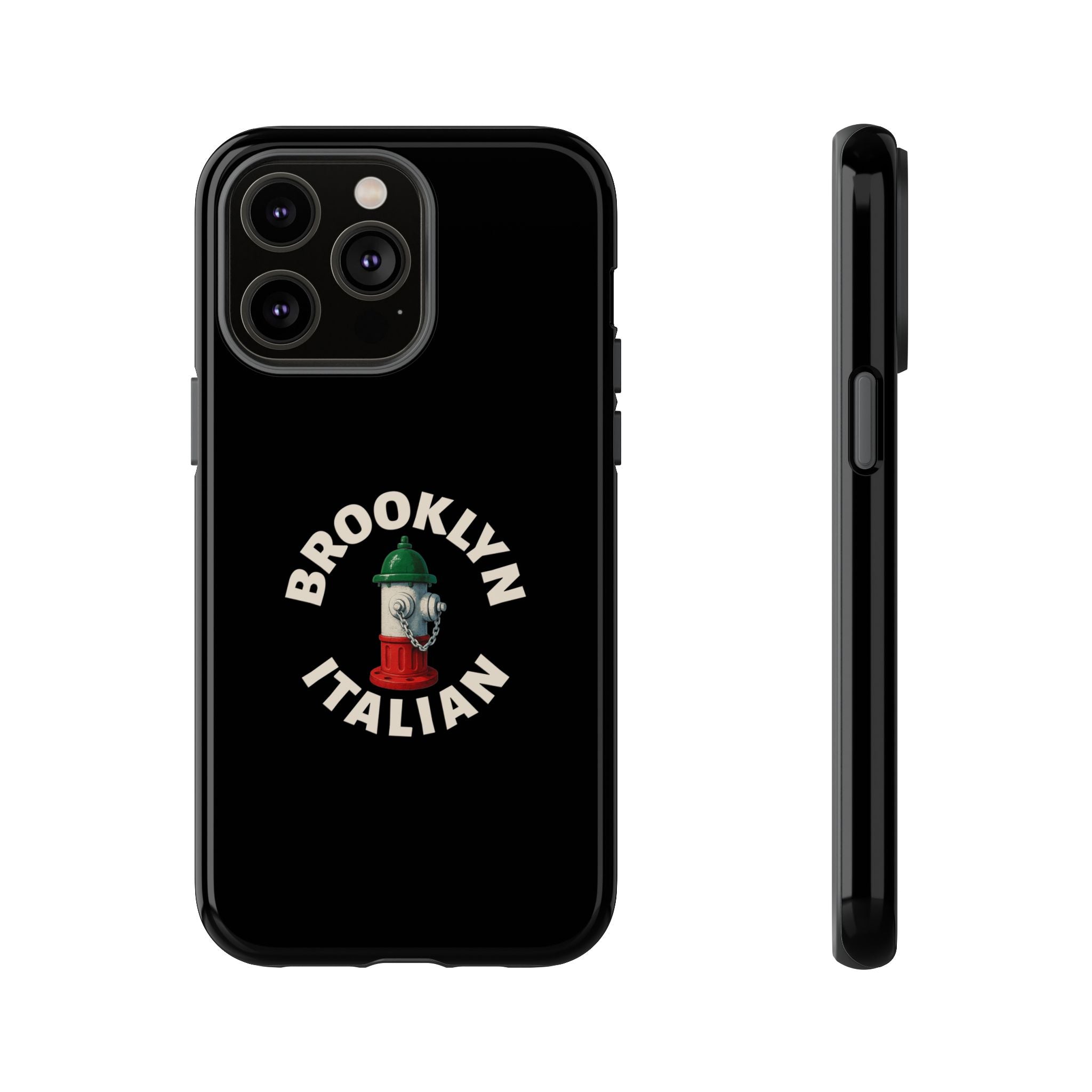 Brooklyn Italian Black Phone Case, Tough Cases for iPhone, Gift for Italians, Stylish Phone Cover, Unique Phone Accessory