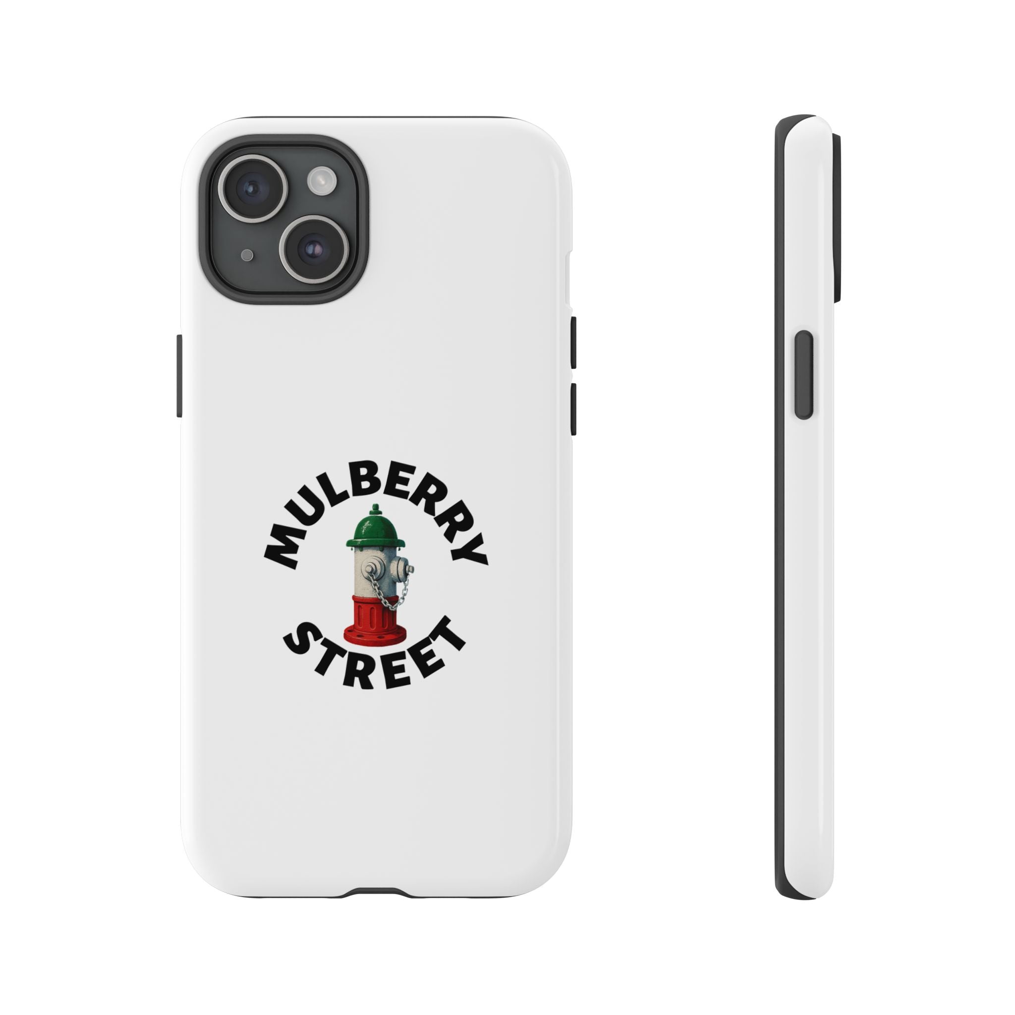 Mulberry Street White Phone Case, Urban Style Phone Cover, Tough Smartphone Case, Gift for Italian Heritage, Fun Streetwear Accessories
