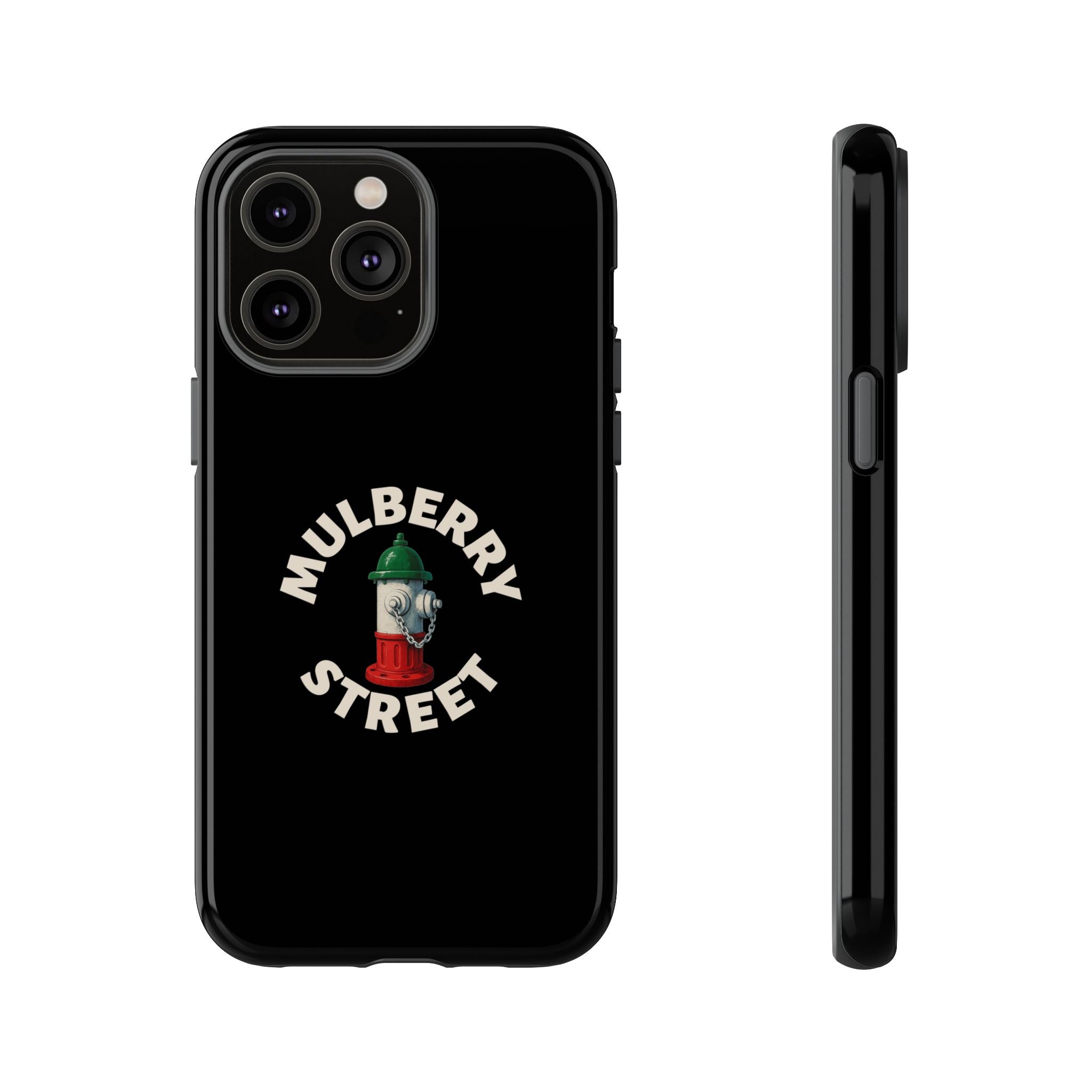 Mulberry Street Black Phone Case, Tough Cases for iPhone, Gift for Italians, Stylish Phone Cover, Unique Phone Accessory