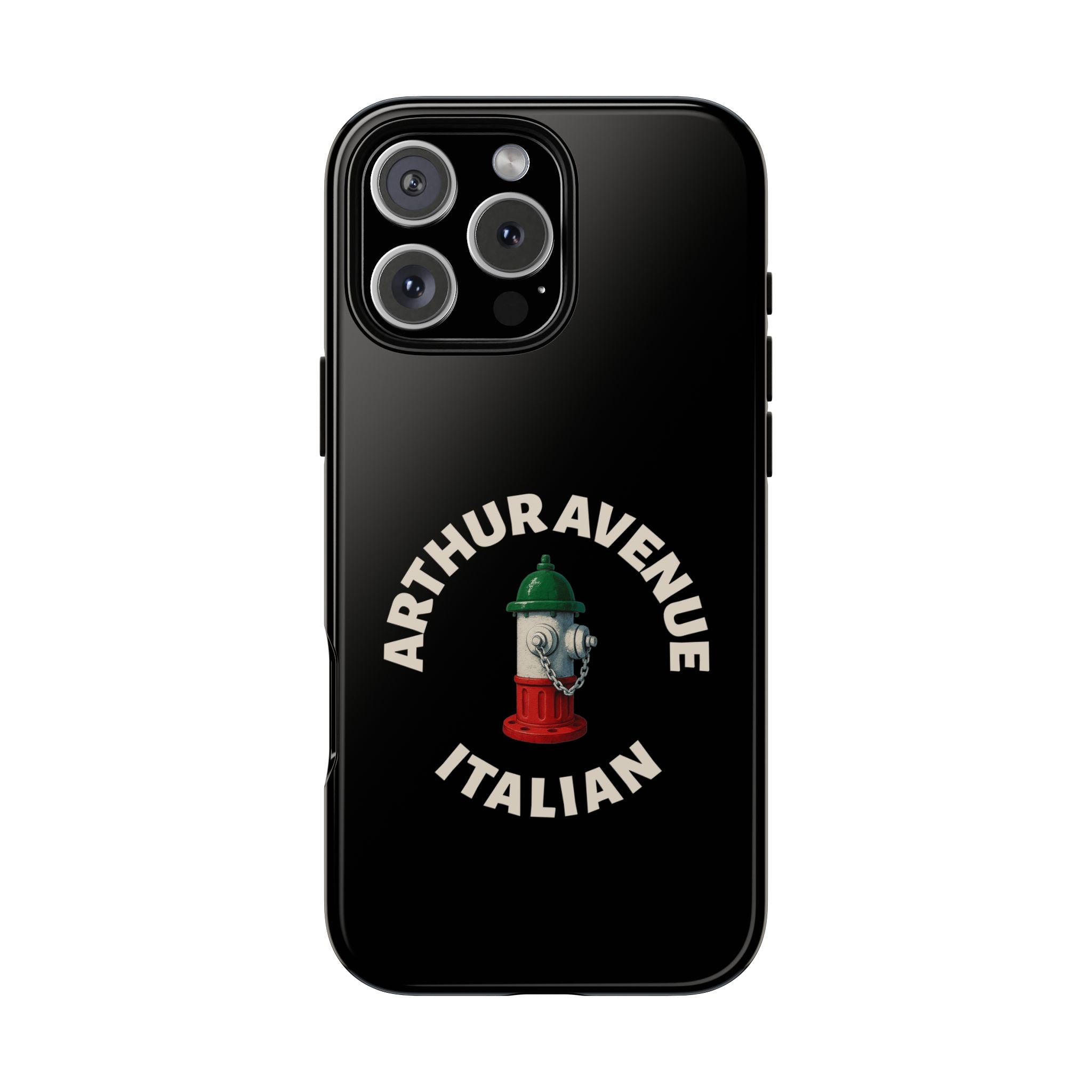 Arthur Avenue Italian Black Phone Case, Tough Cases for iPhone, Gift for Italians, Stylish Phone Cover, Unique Phone Accessory