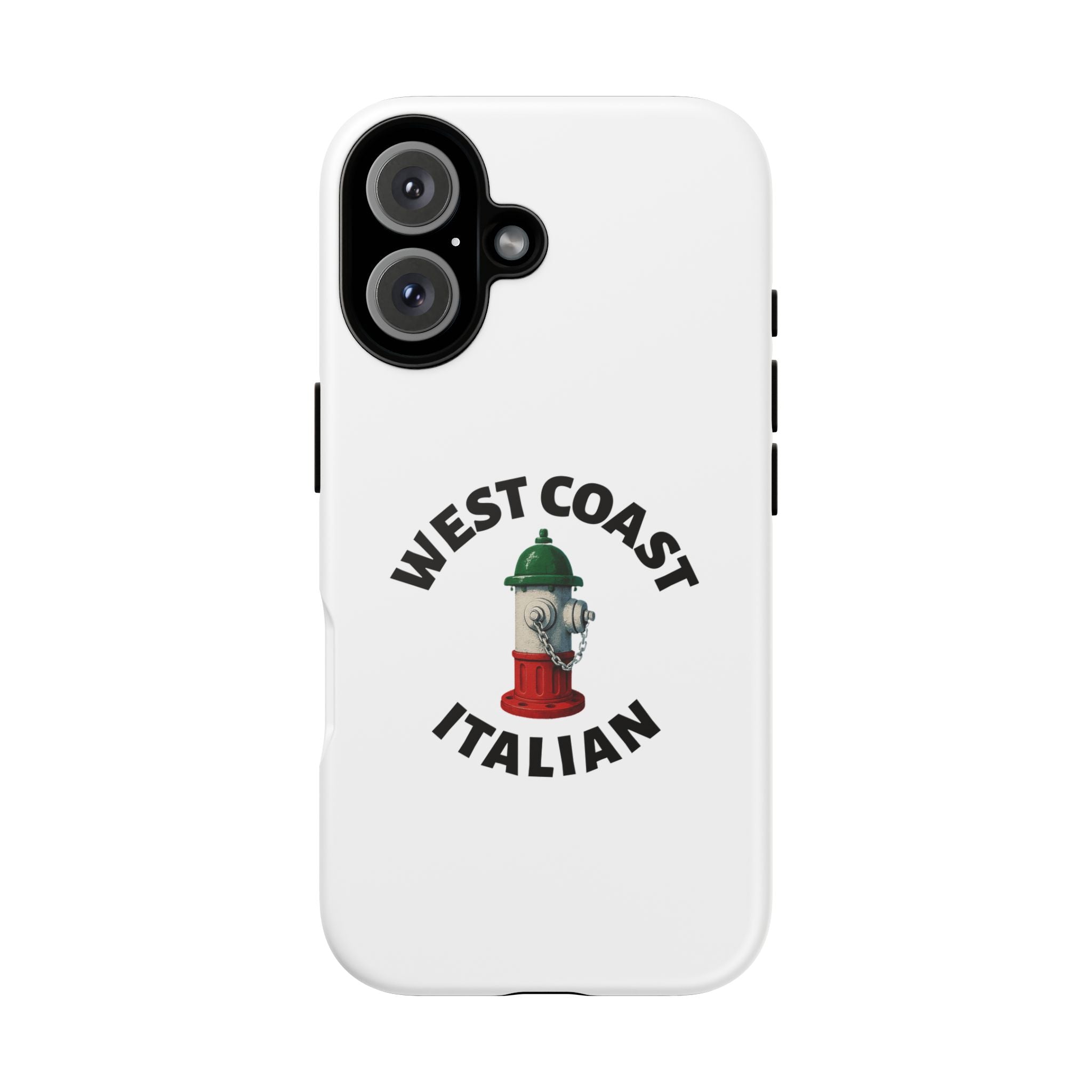 West Coast Italian White Phone Case, Urban Style Phone Cover, Tough Smartphone Case, Gift for Italian Heritage, Fun Streetwear Accessories