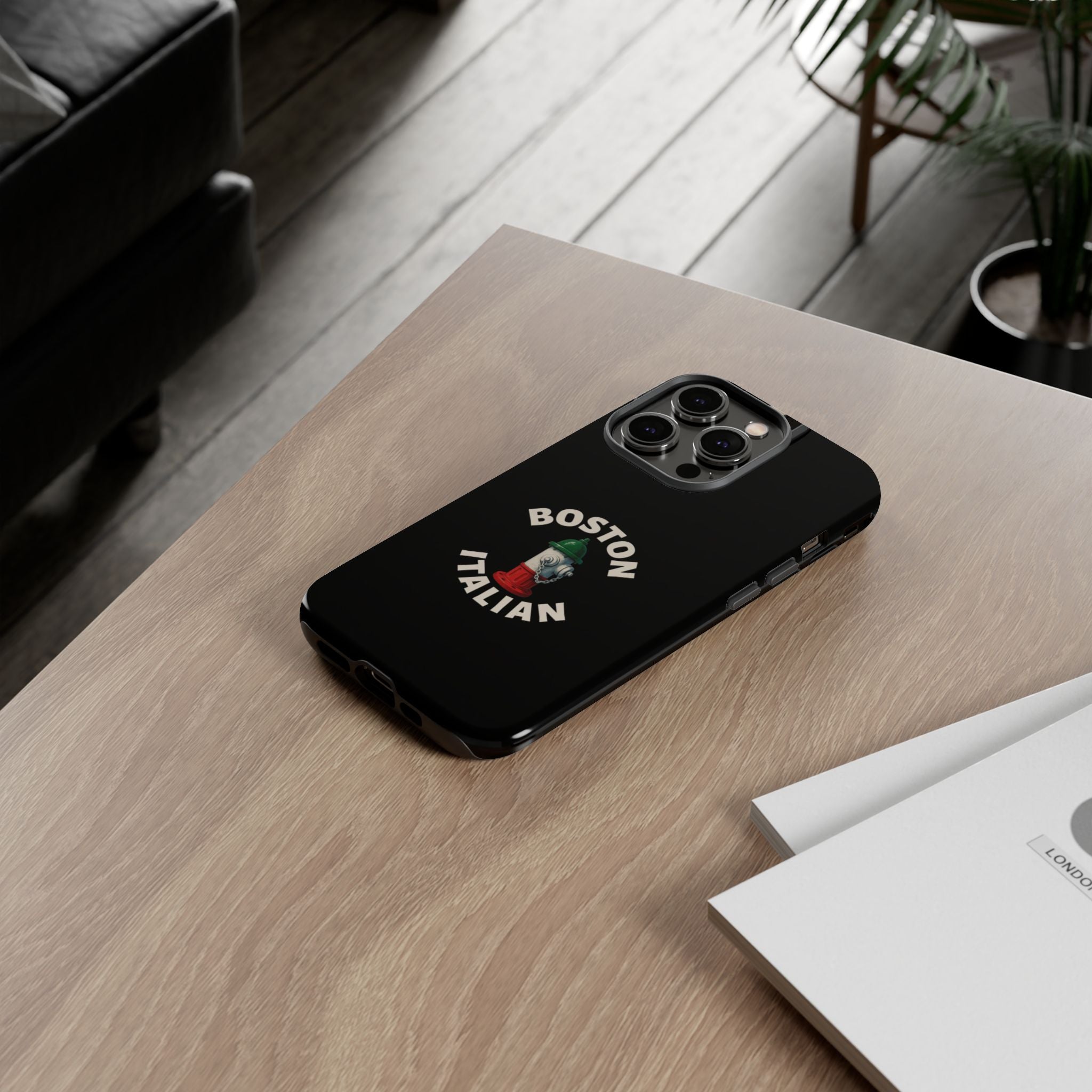Boston Italian Black Phone Case, Tough Cases for iPhone, Gift for Italians, Stylish Phone Cover, Unique Phone Accessory