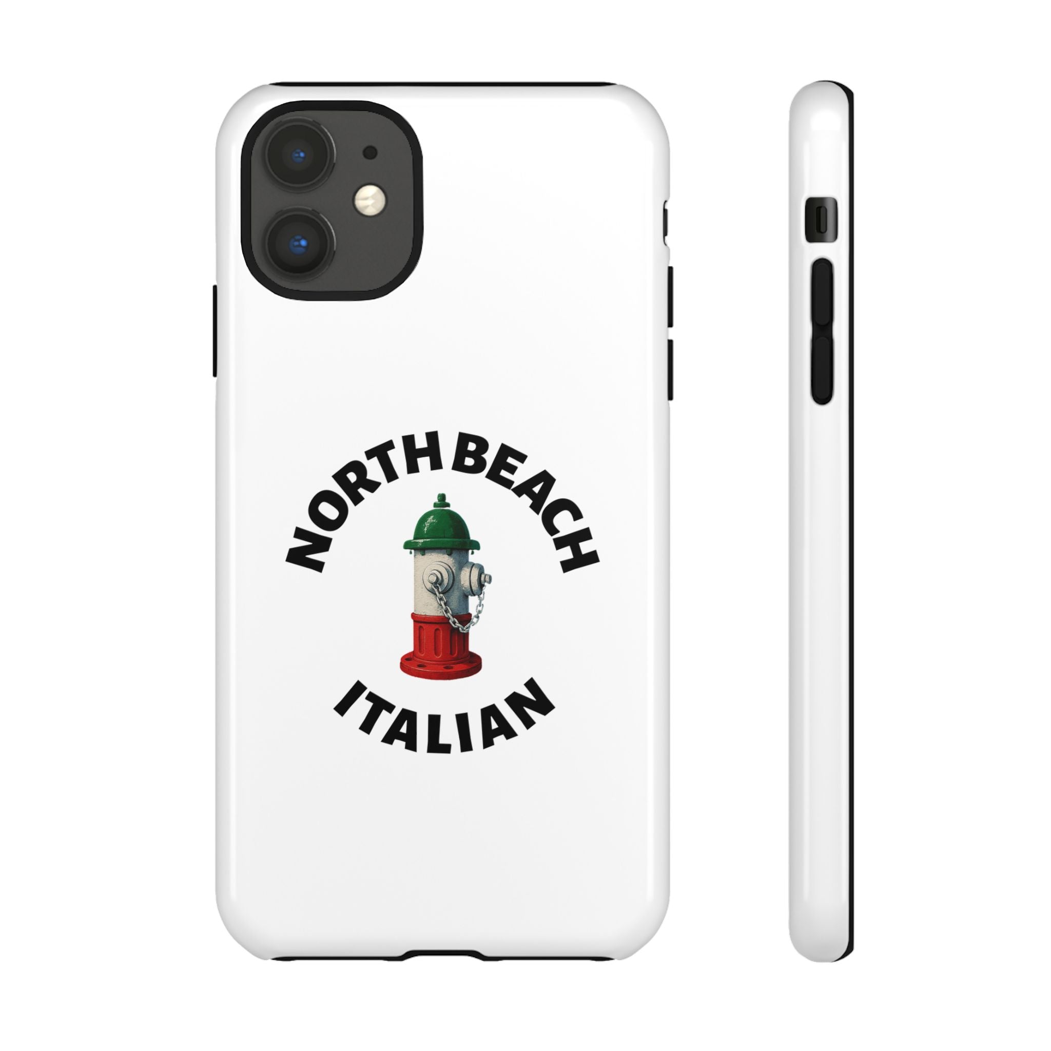 North Beach Italian White Phone Case, Urban Style Phone Cover, Tough Smartphone Case, Gift for Italian Heritage, Fun Streetwear Accessories