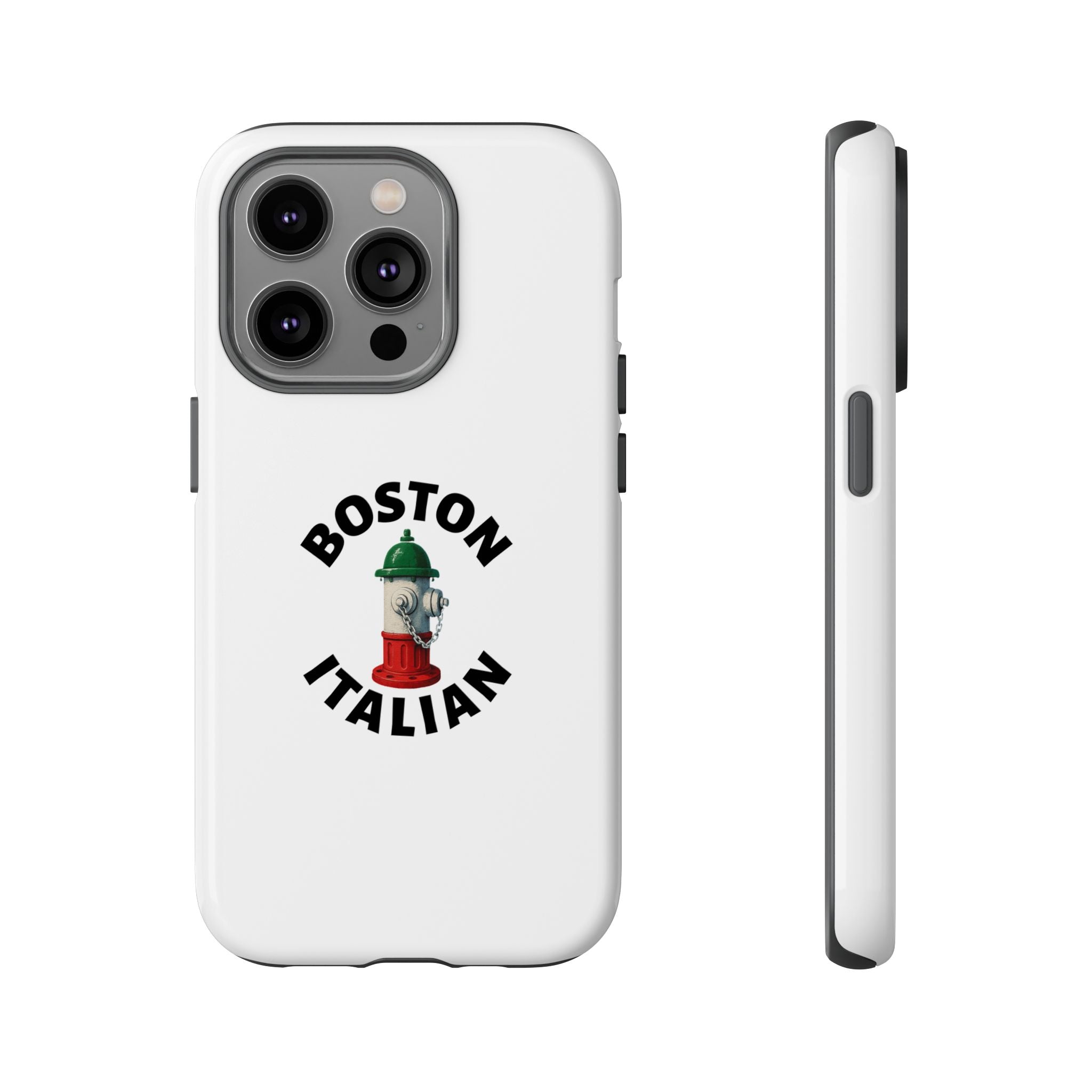 Boston Italian White Phone Case, Urban Style Phone Cover, Tough Smartphone Case, Gift for Italian Heritage, Fun Streetwear Accessories