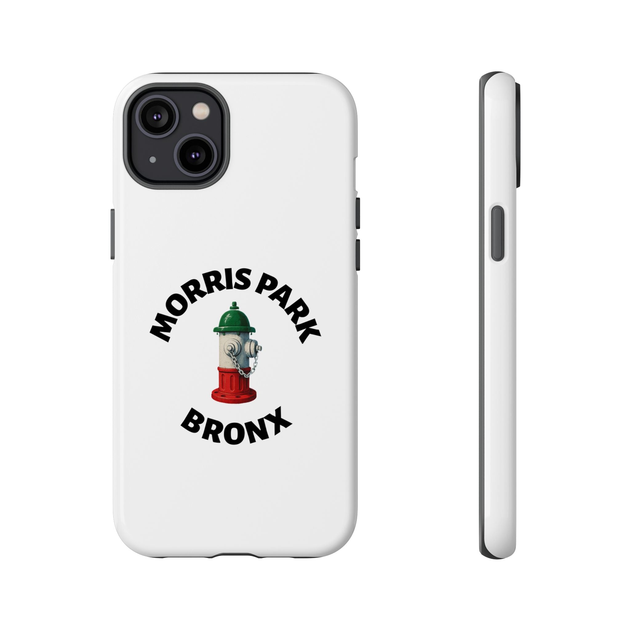 Morris Park Bronx White Phone Case, Urban Style Phone Cover, Tough Smartphone Case, Gift for Italian Heritage, Fun Streetwear Accessories