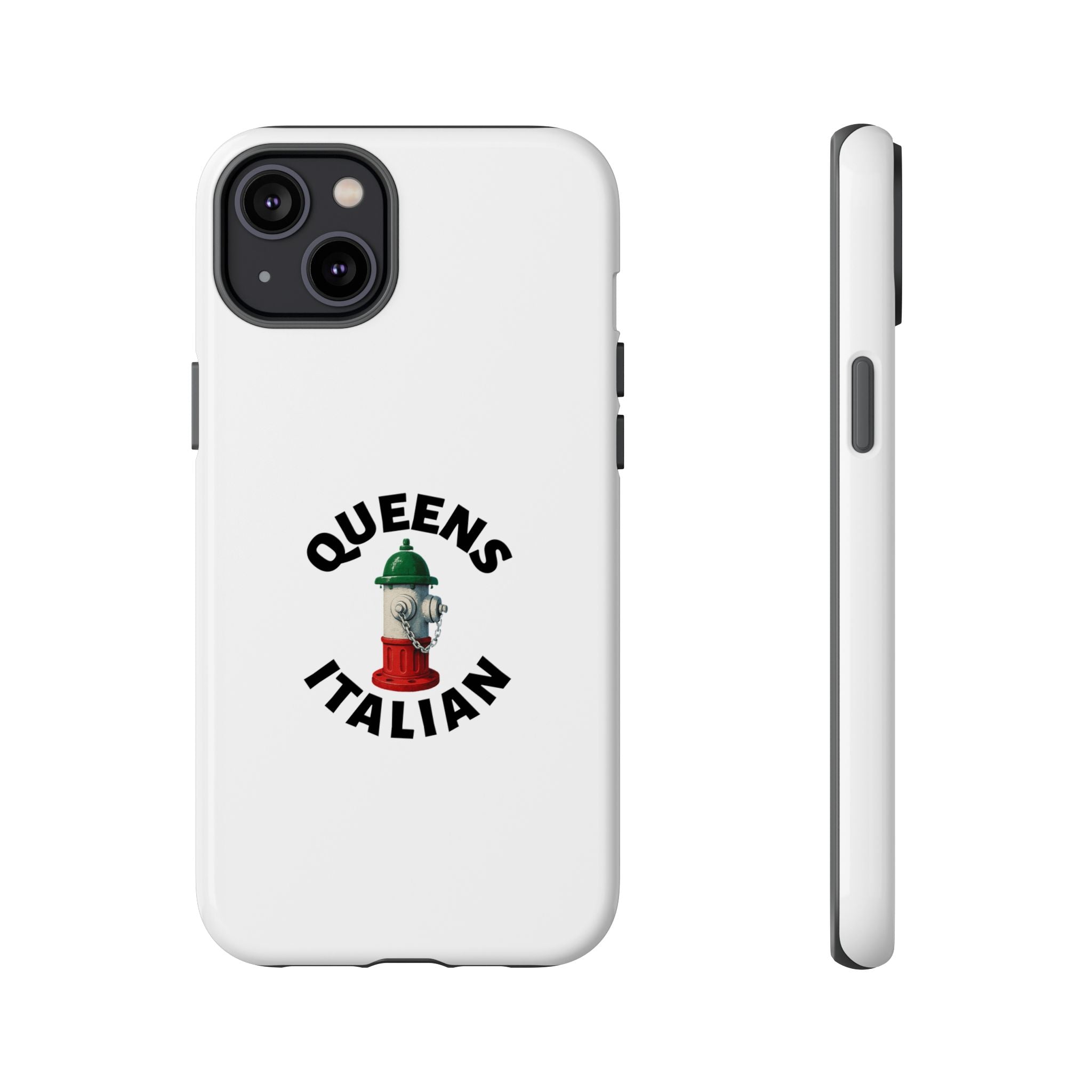 Queens Italian White Phone Case, Urban Style Phone Cover, Tough Smartphone Case, Gift for Italian Heritage, Fun Streetwear Accessories