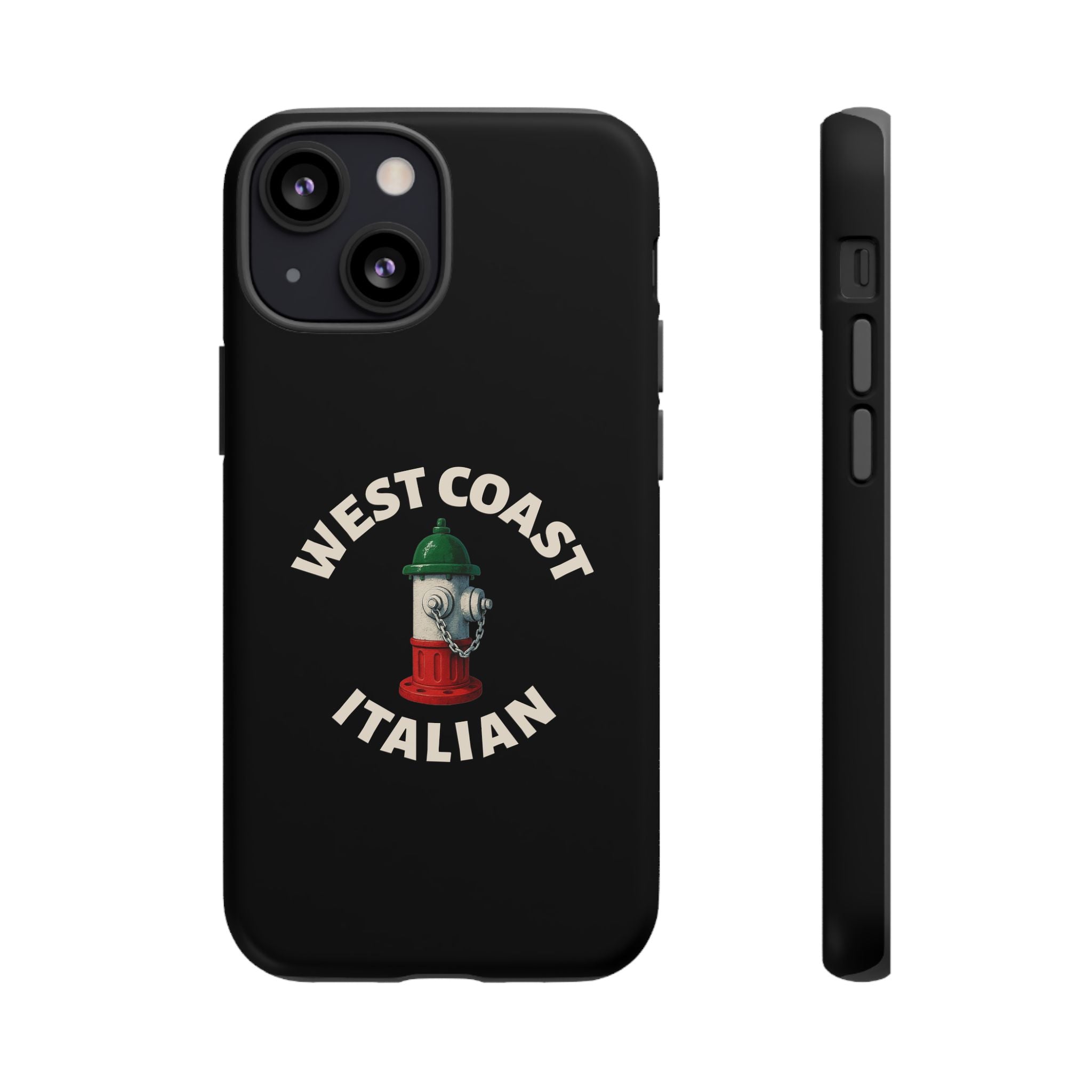 West Coast Italian Black Phone Case, Tough Cases for iPhone, Gift for Italians, Stylish Phone Cover, Unique Phone Accessory