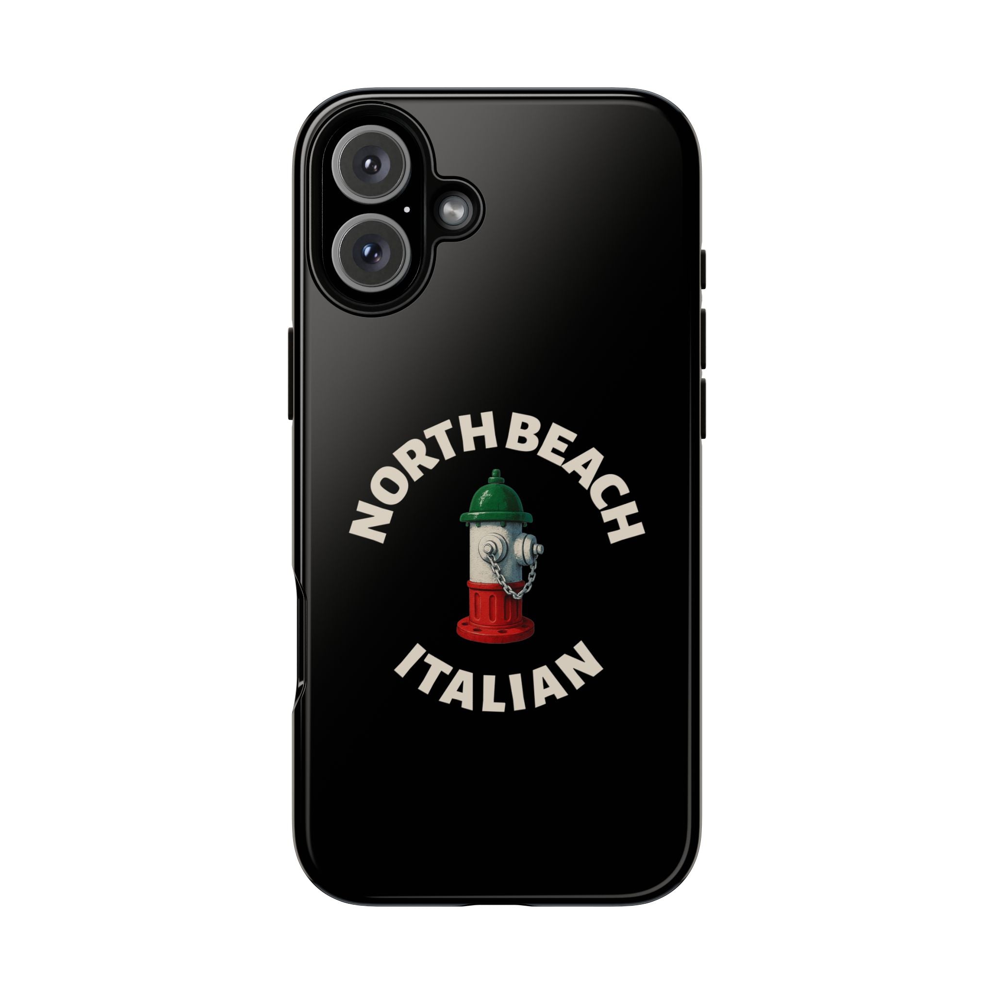 North Beach Italian Black Phone Case, Tough Cases for iPhone, Gift for Italians, Stylish Phone Cover, Unique Phone Accessory