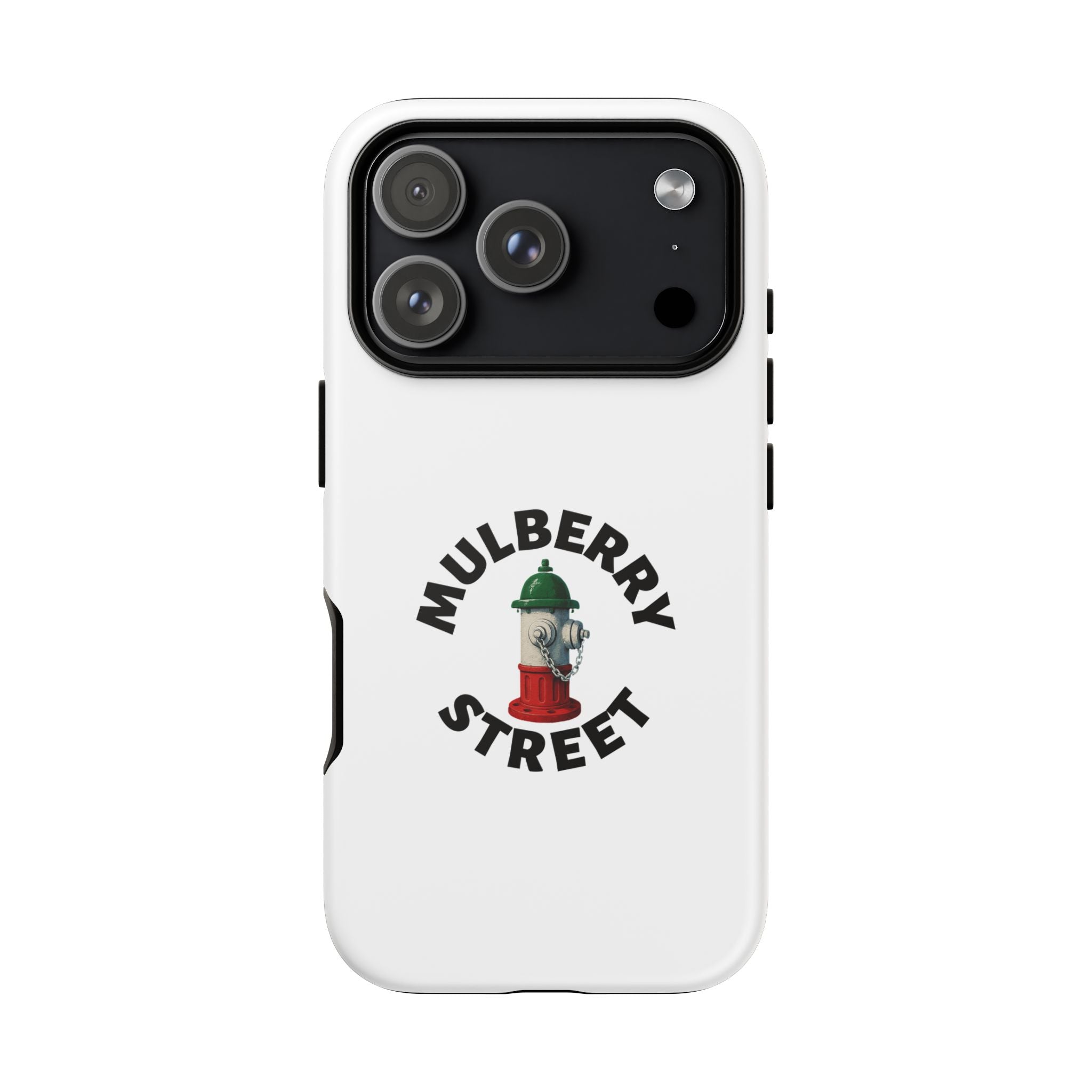 Mulberry Street White Phone Case, Urban Style Phone Cover, Tough Smartphone Case, Gift for Italian Heritage, Fun Streetwear Accessories