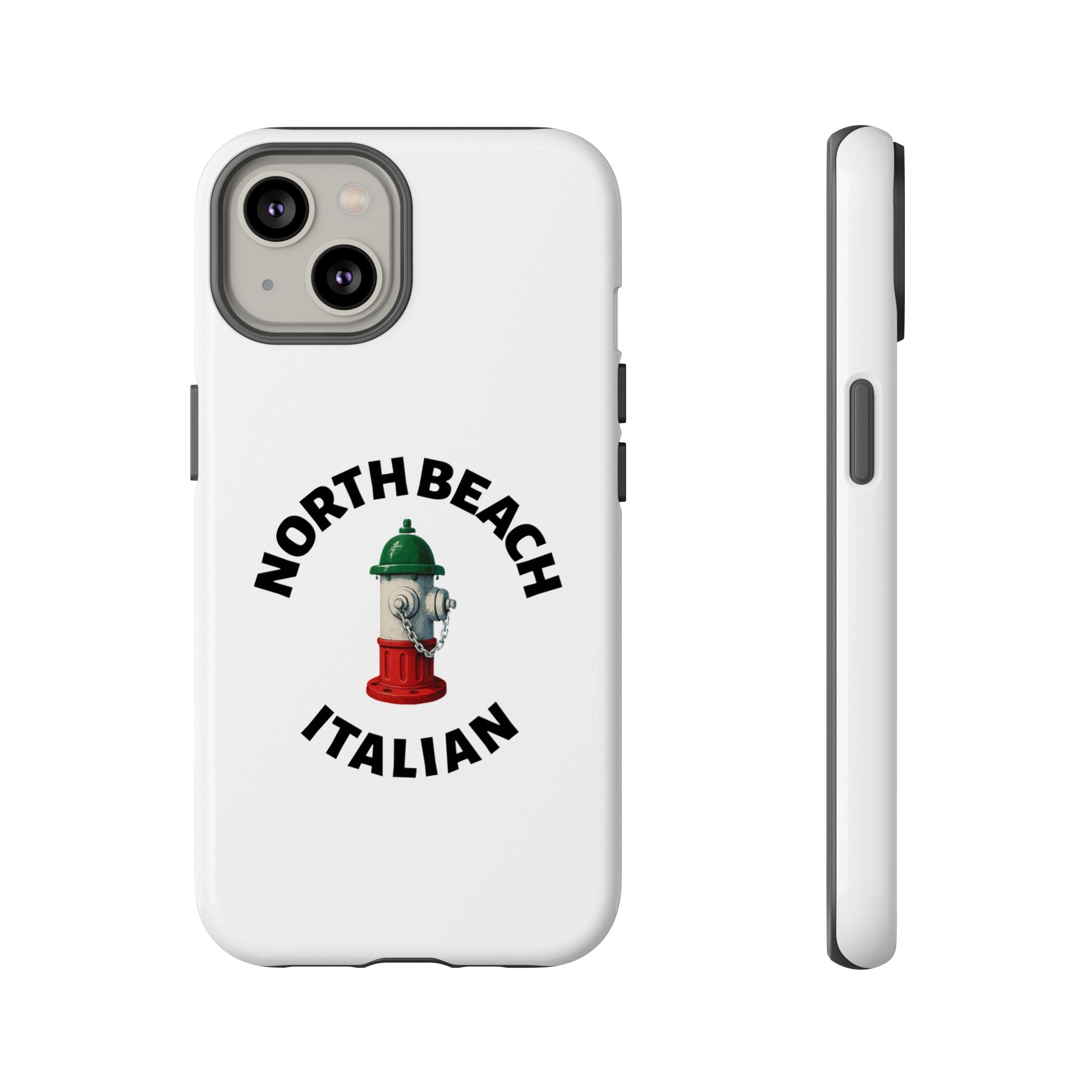 North Beach Italian White Phone Case, Urban Style Phone Cover, Tough Smartphone Case, Gift for Italian Heritage, Fun Streetwear Accessories