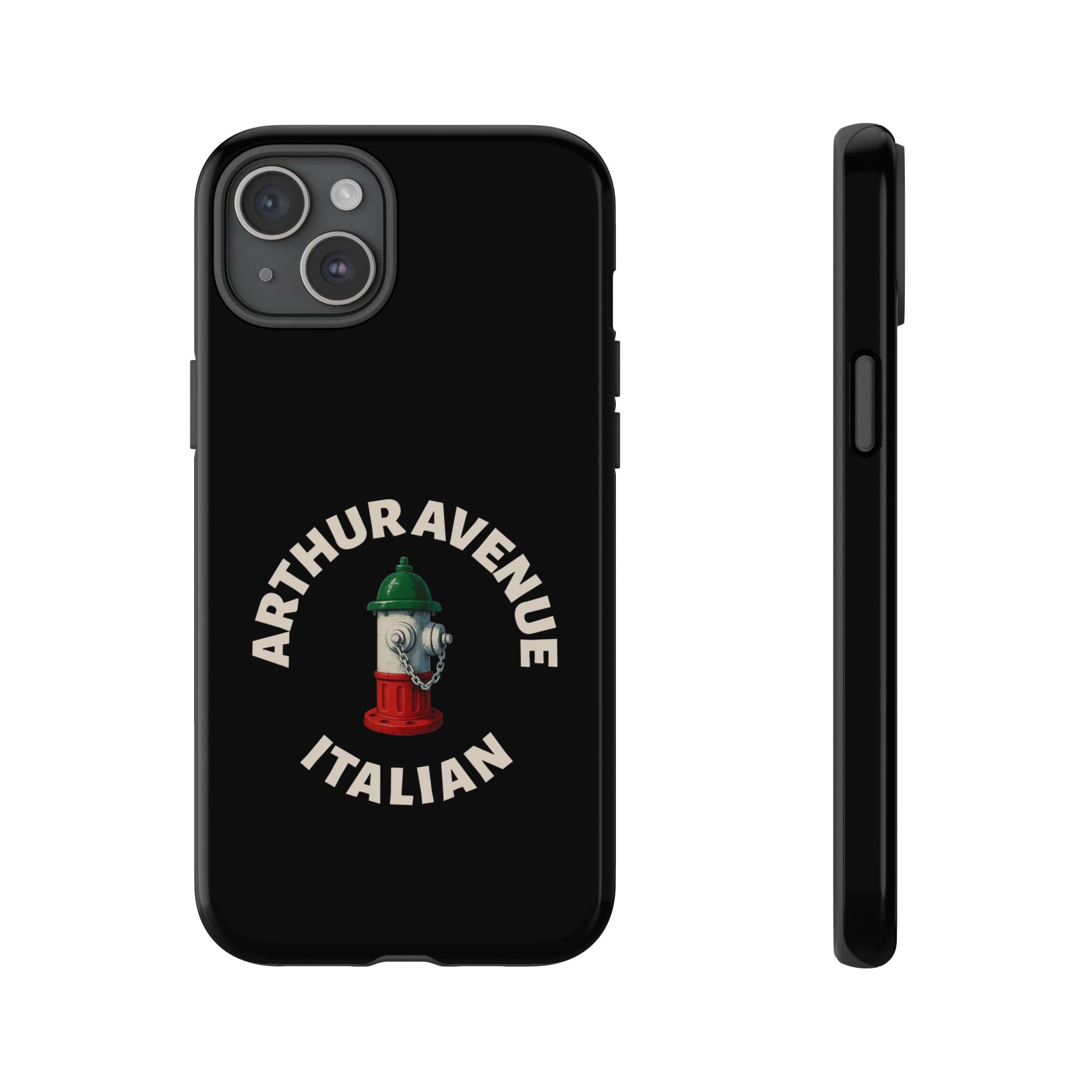 Arthur Avenue Italian Black Phone Case, Tough Cases for iPhone, Gift for Italians, Stylish Phone Cover, Unique Phone Accessory