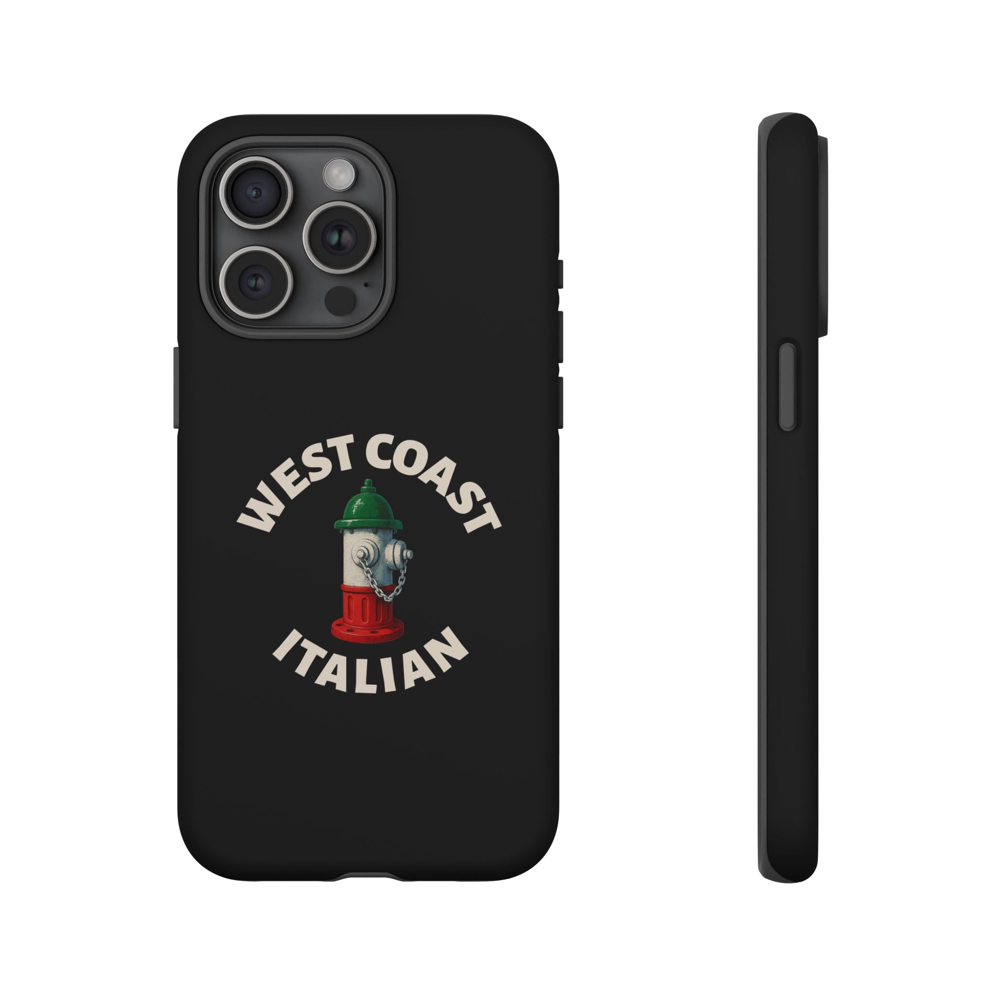 West Coast Italian Black Phone Case, Tough Cases for iPhone, Gift for Italians, Stylish Phone Cover, Unique Phone Accessory