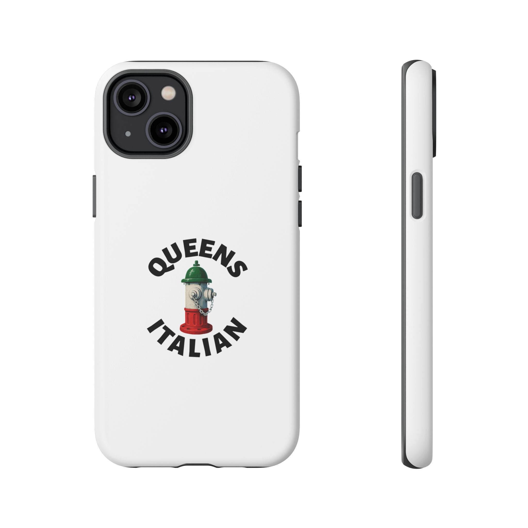Queens Italian White Phone Case, Urban Style Phone Cover, Tough Smartphone Case, Gift for Italian Heritage, Fun Streetwear Accessories