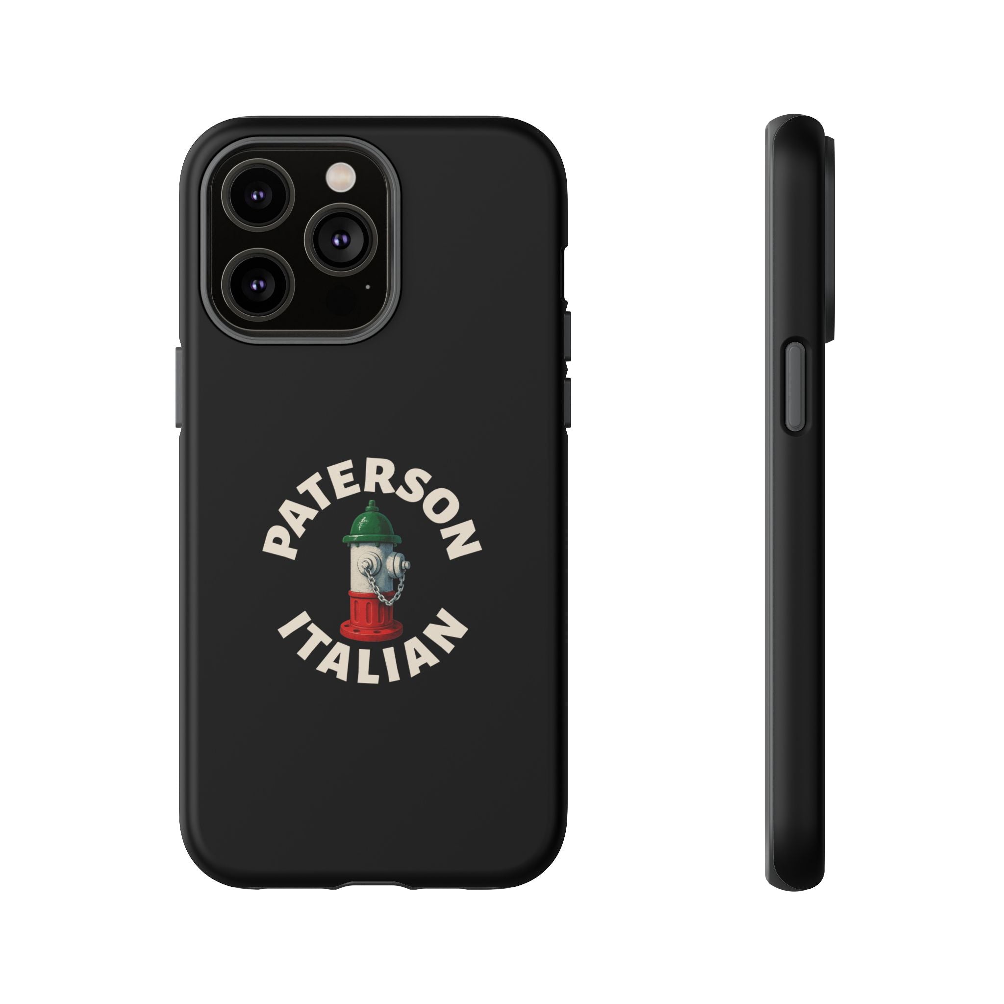 Paterson Italian Black Phone Case, Tough Cases for iPhone, Gift for Italians, Stylish Phone Cover, Unique Phone Accessory