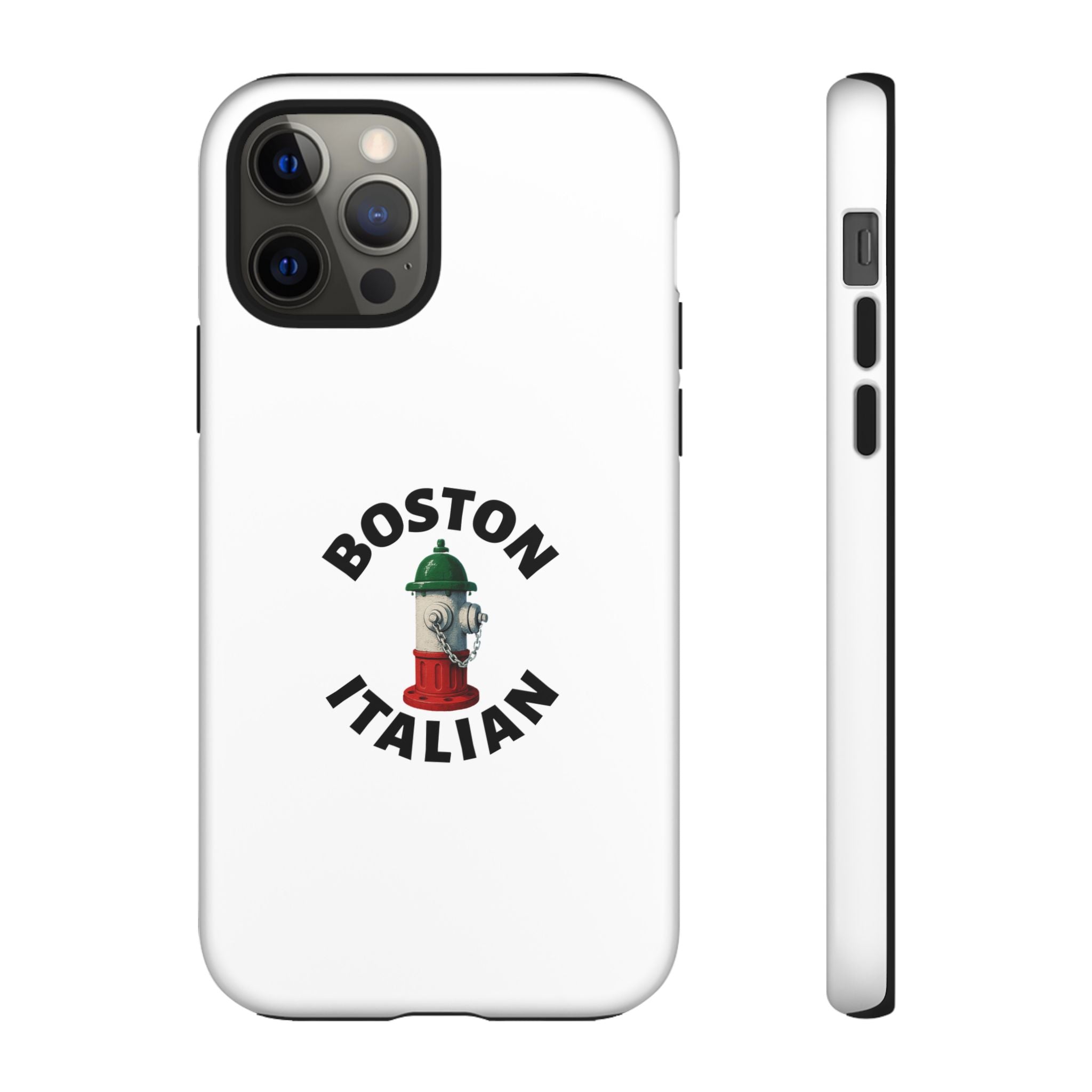 Boston Italian White Phone Case, Urban Style Phone Cover, Tough Smartphone Case, Gift for Italian Heritage, Fun Streetwear Accessories