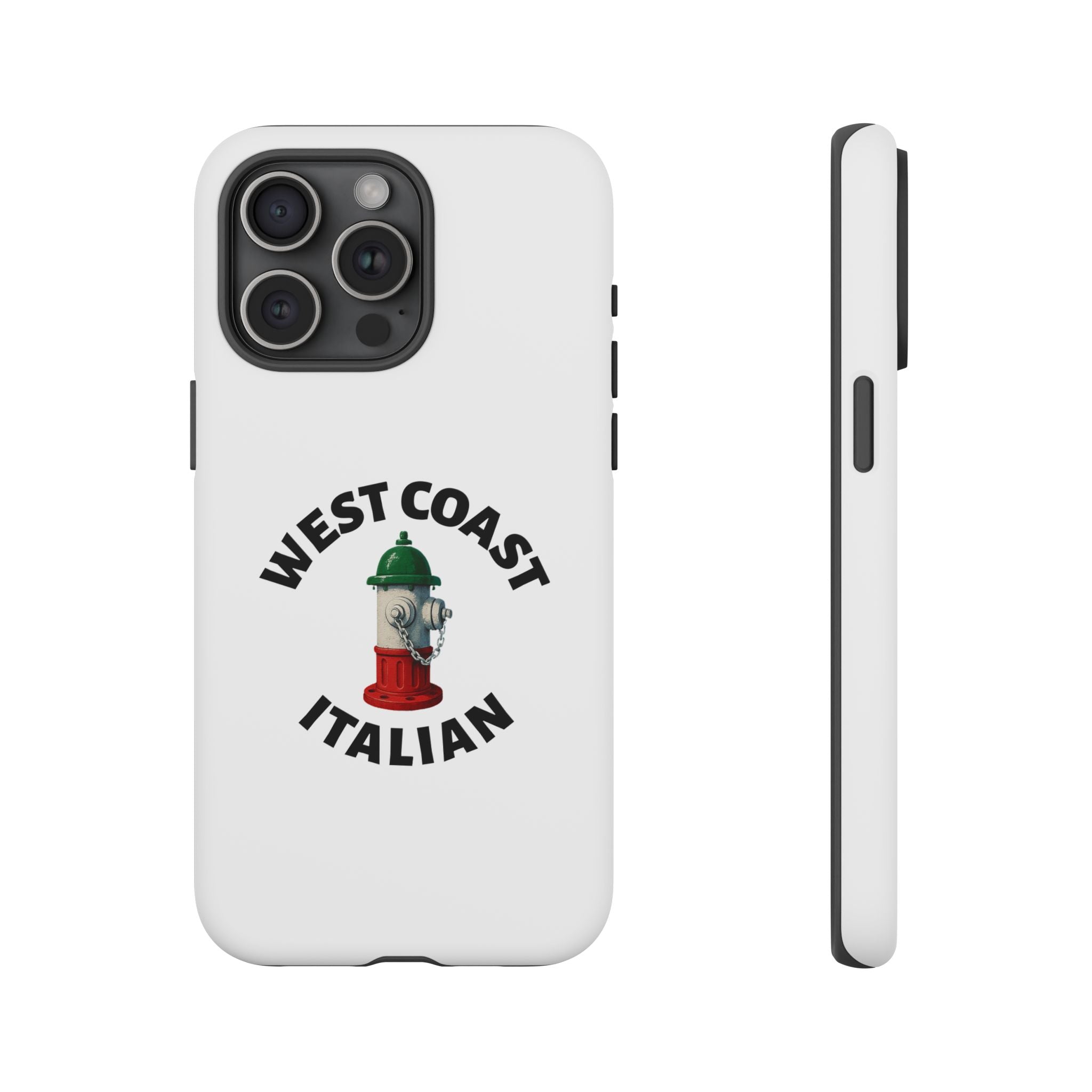 West Coast Italian White Phone Case, Urban Style Phone Cover, Tough Smartphone Case, Gift for Italian Heritage, Fun Streetwear Accessories