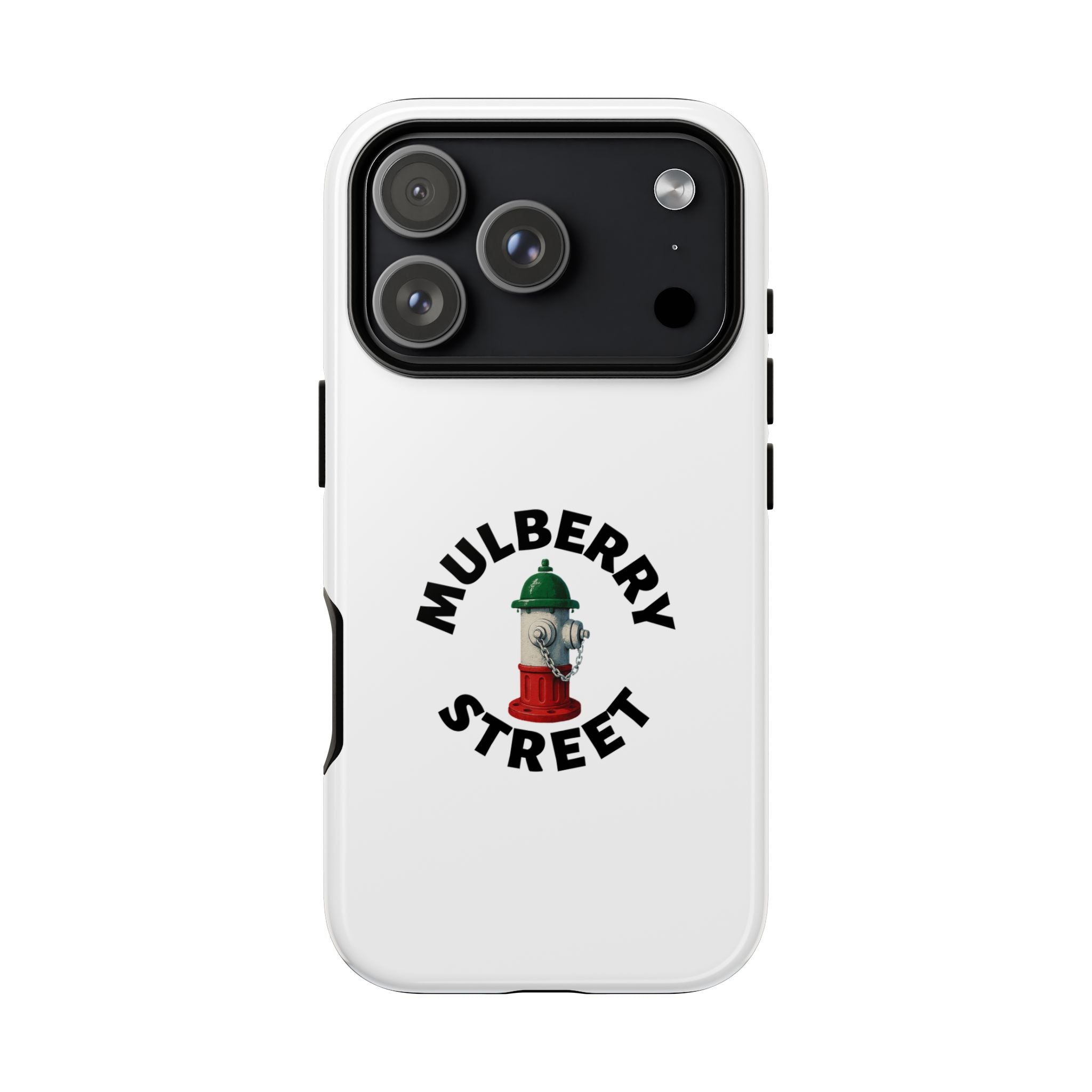 Mulberry Street White Phone Case, Urban Style Phone Cover, Tough Smartphone Case, Gift for Italian Heritage, Fun Streetwear Accessories