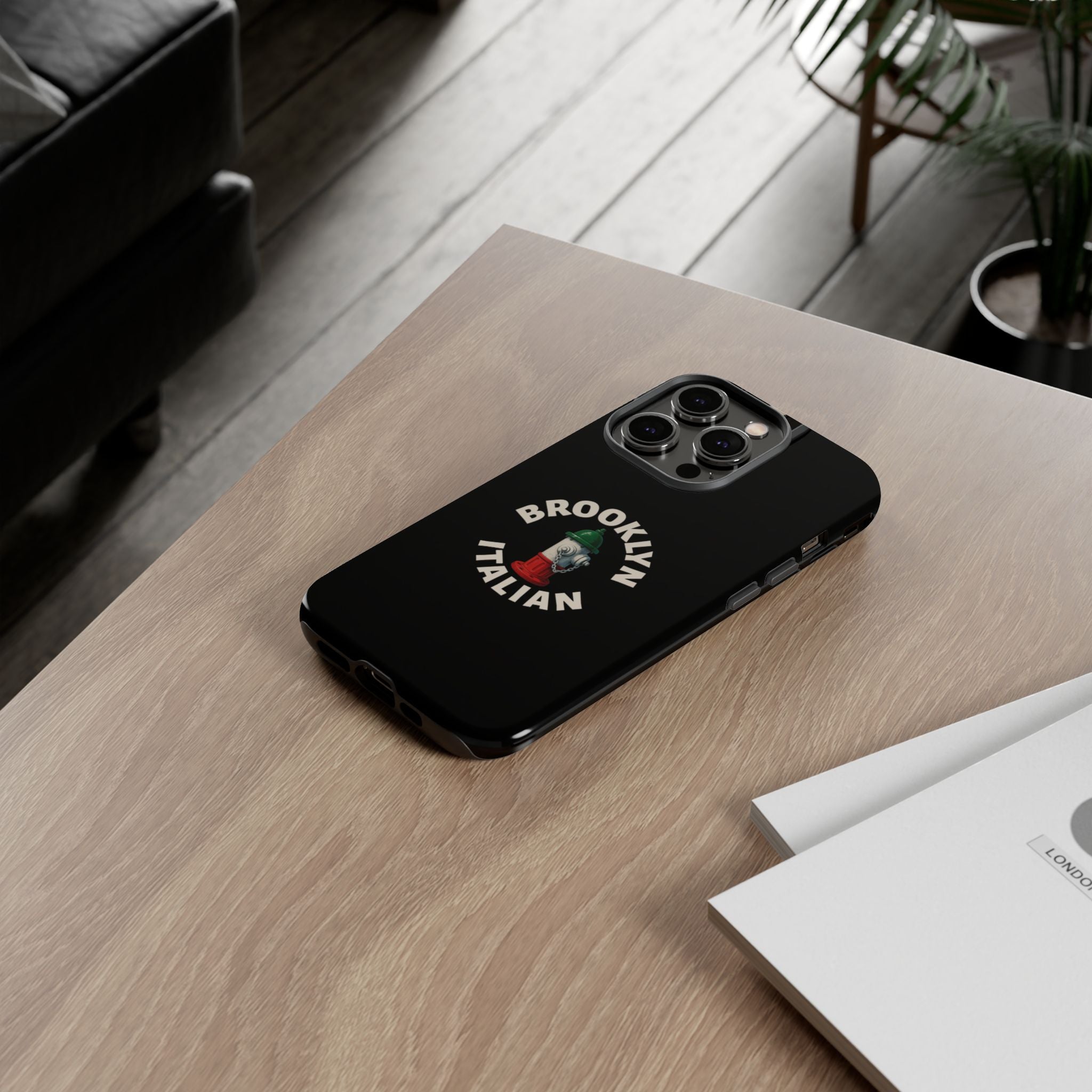 Brooklyn Italian Black Phone Case, Tough Cases for iPhone, Gift for Italians, Stylish Phone Cover, Unique Phone Accessory