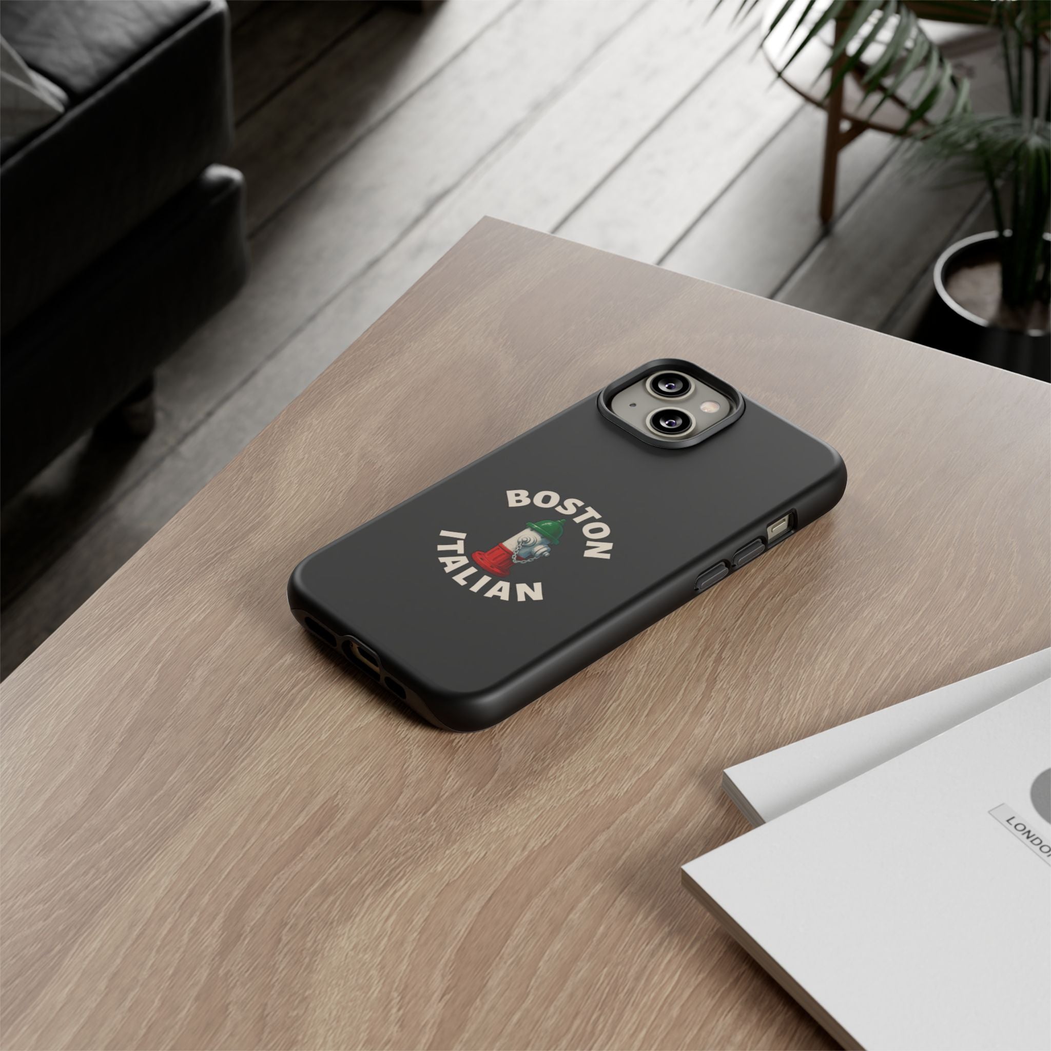 Boston Italian Black Phone Case, Tough Cases for iPhone, Gift for Italians, Stylish Phone Cover, Unique Phone Accessory