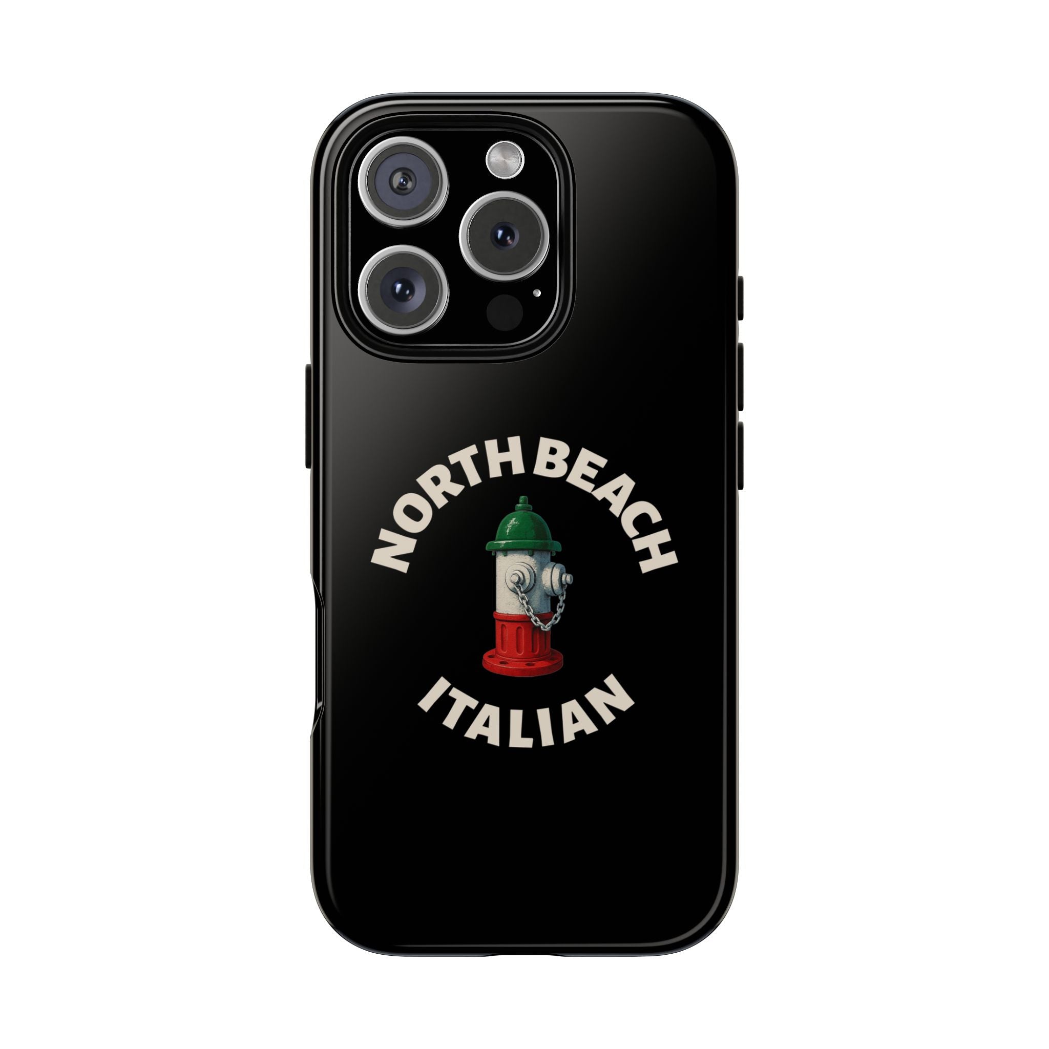 North Beach Italian Black Phone Case, Tough Cases for iPhone, Gift for Italians, Stylish Phone Cover, Unique Phone Accessory