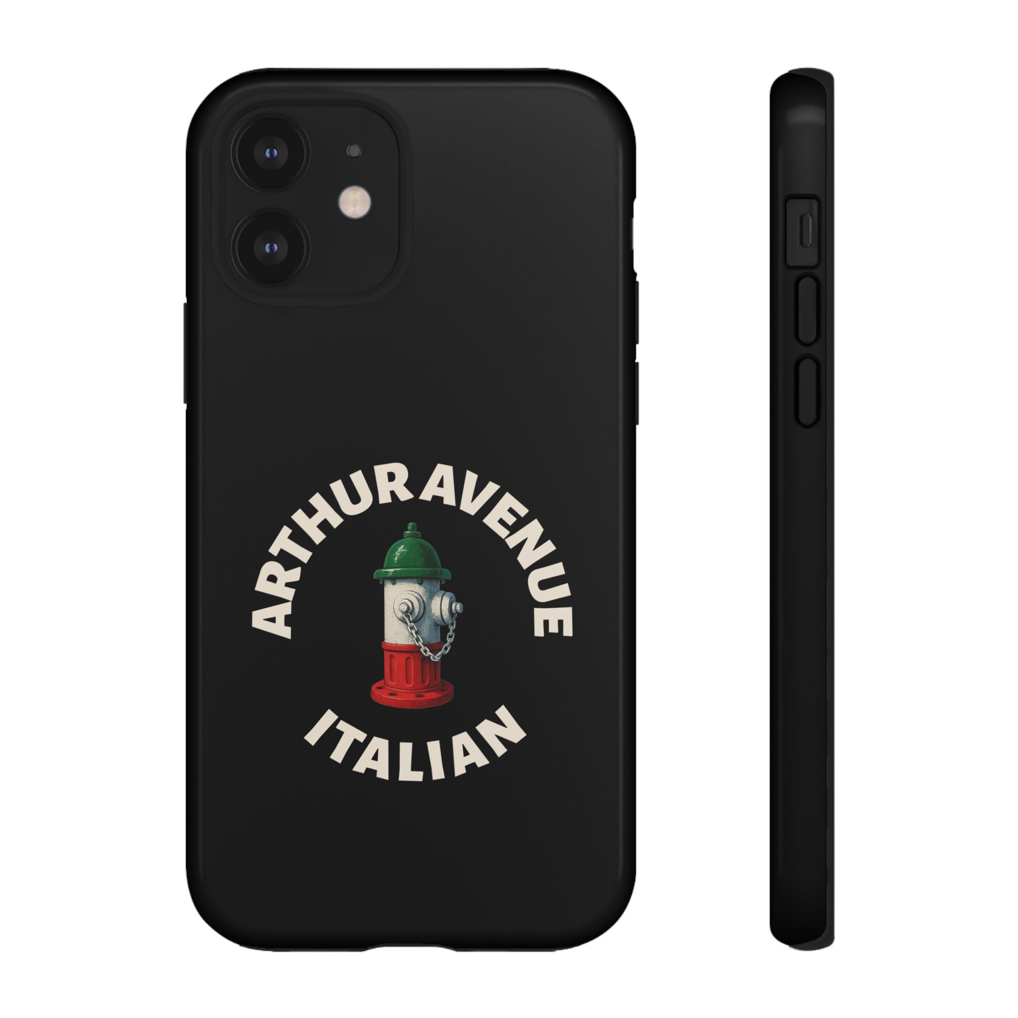 Arthur Avenue Italian Black Phone Case, Tough Cases for iPhone, Gift for Italians, Stylish Phone Cover, Unique Phone Accessory
