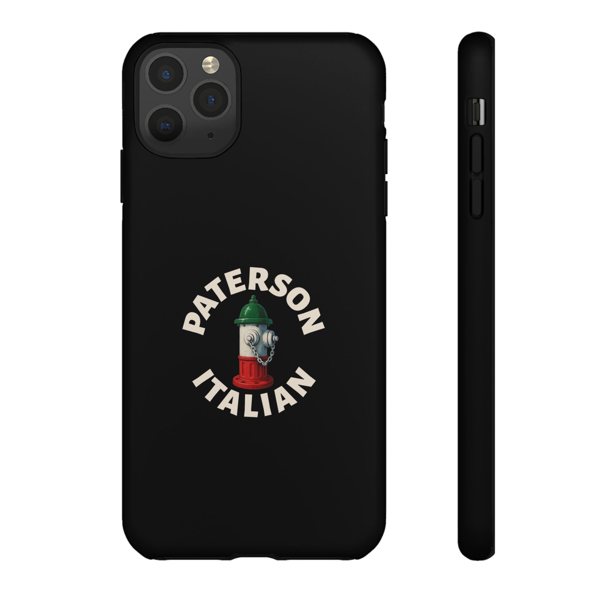 Paterson Italian Black Phone Case, Tough Cases for iPhone, Gift for Italians, Stylish Phone Cover, Unique Phone Accessory
