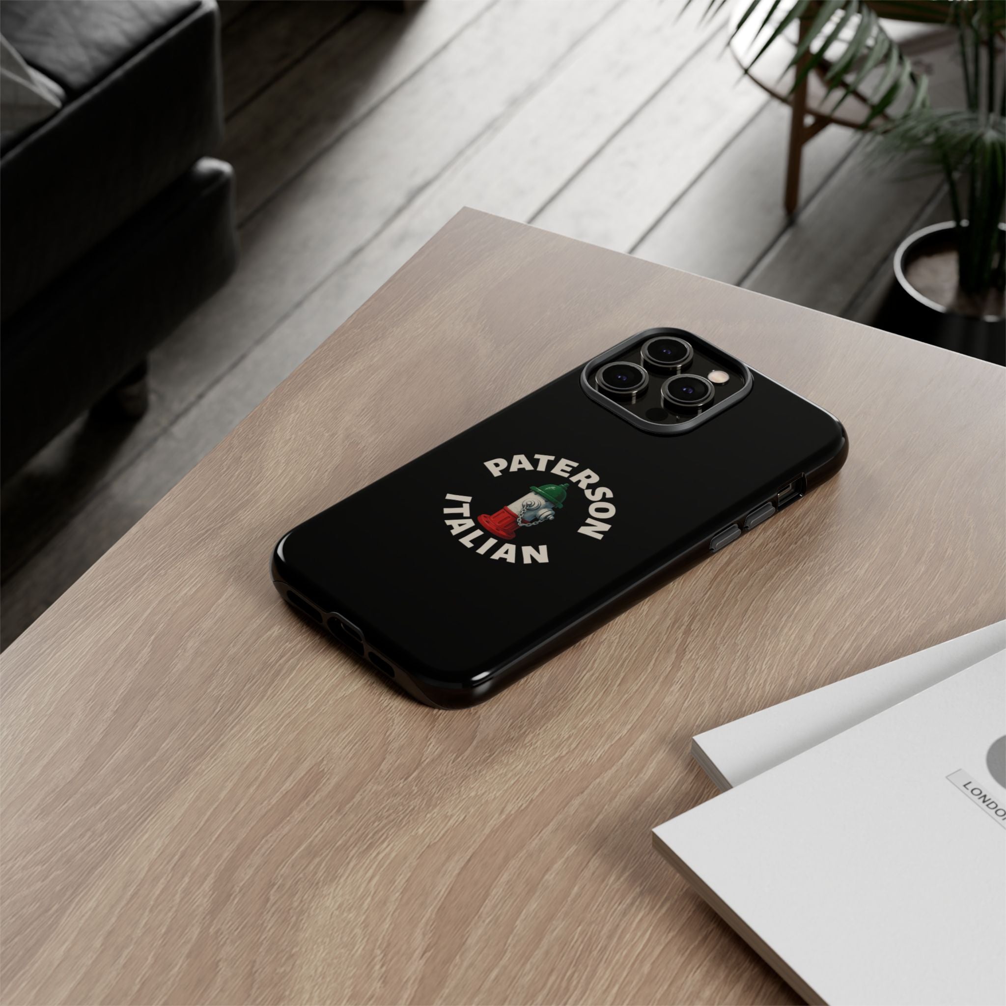 Paterson Italian Black Phone Case, Tough Cases for iPhone, Gift for Italians, Stylish Phone Cover, Unique Phone Accessory