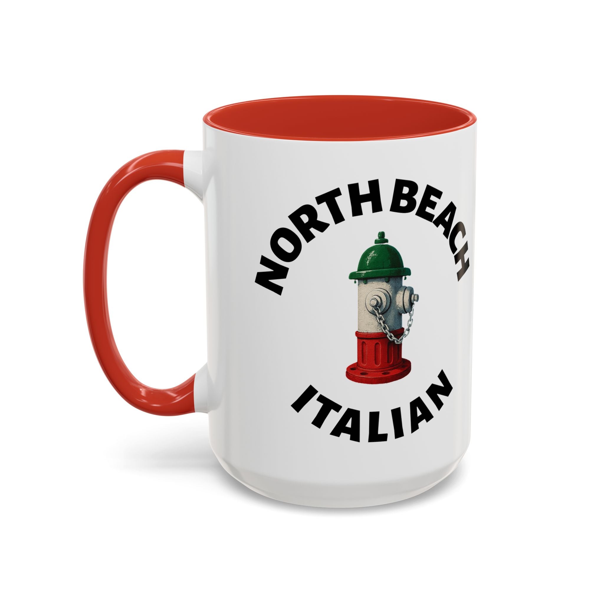 North Beach Coffee Mug with Fire Hydrant Design, Unique Gift for Italians, Fun Kitchen Decor