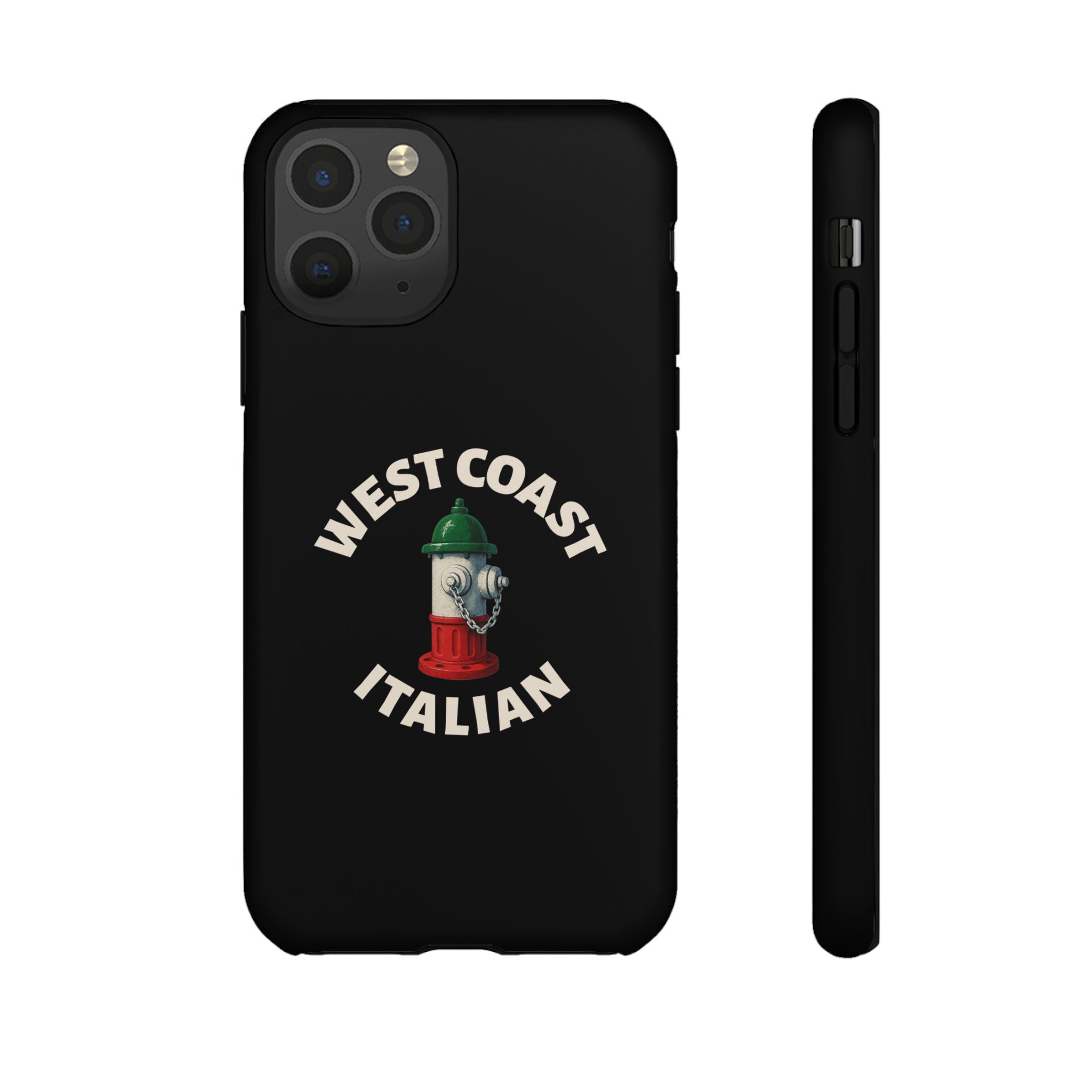 West Coast Italian Black Phone Case, Tough Cases for iPhone, Gift for Italians, Stylish Phone Cover, Unique Phone Accessory