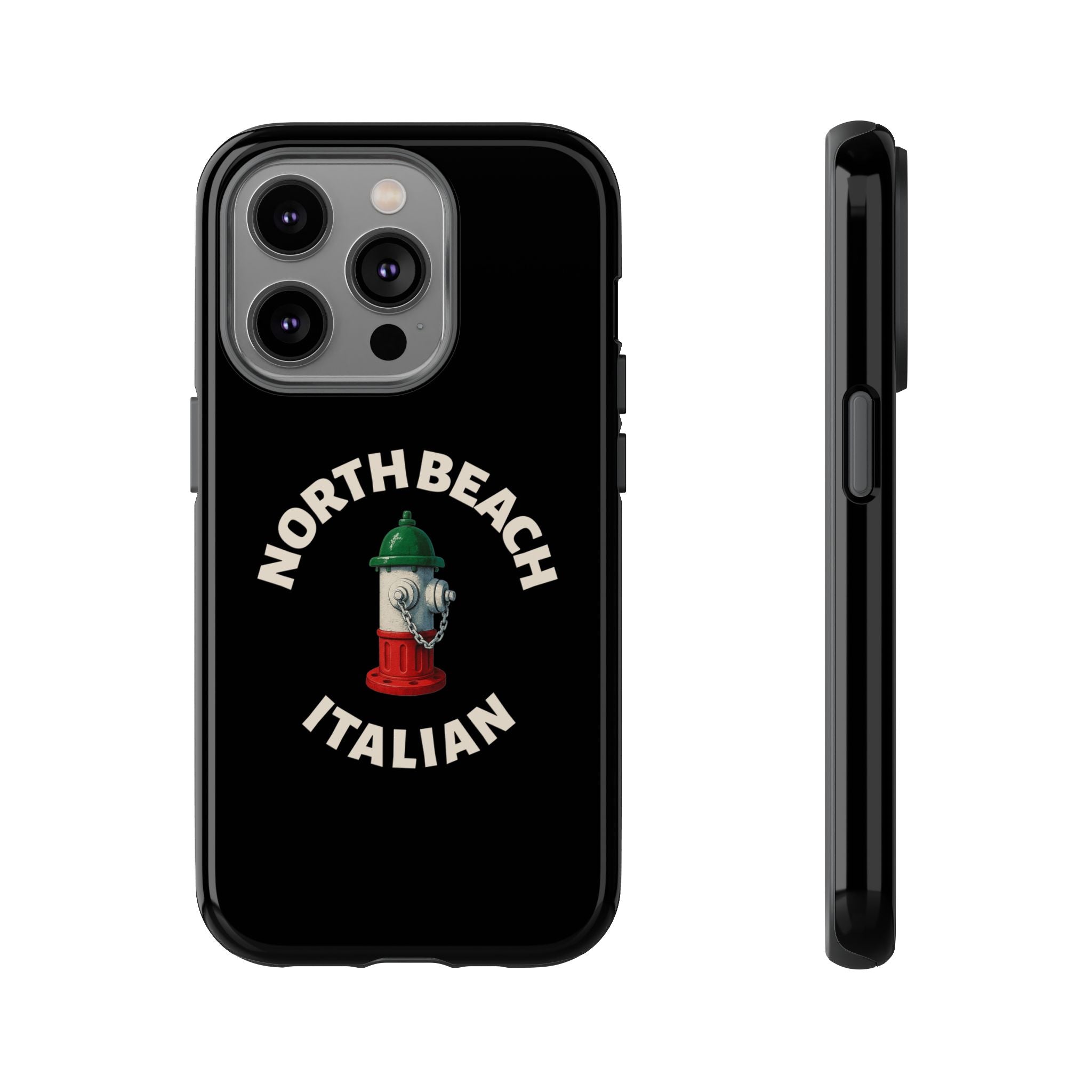North Beach Italian Black Phone Case, Tough Cases for iPhone, Gift for Italians, Stylish Phone Cover, Unique Phone Accessory