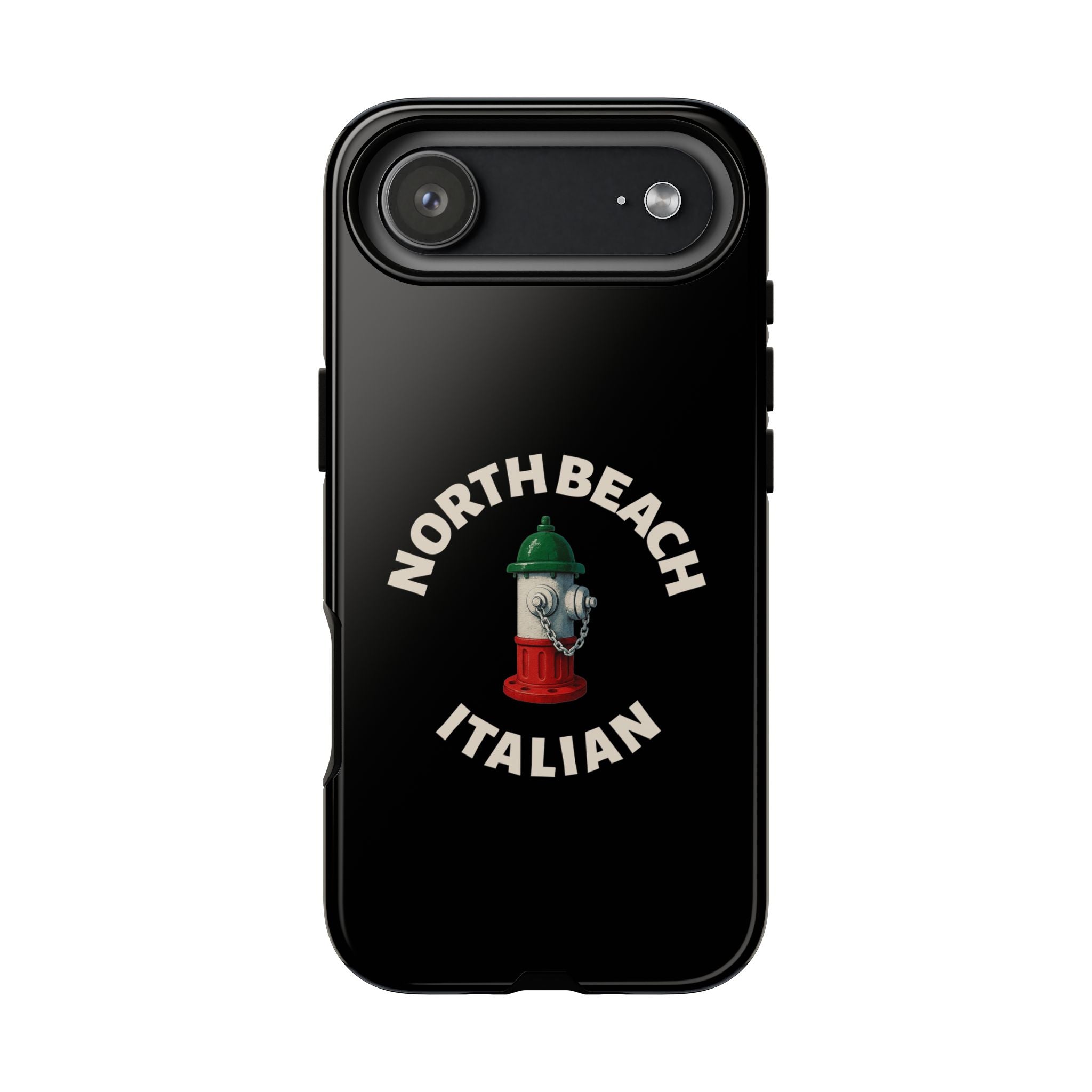 North Beach Italian Black Phone Case, Tough Cases for iPhone, Gift for Italians, Stylish Phone Cover, Unique Phone Accessory