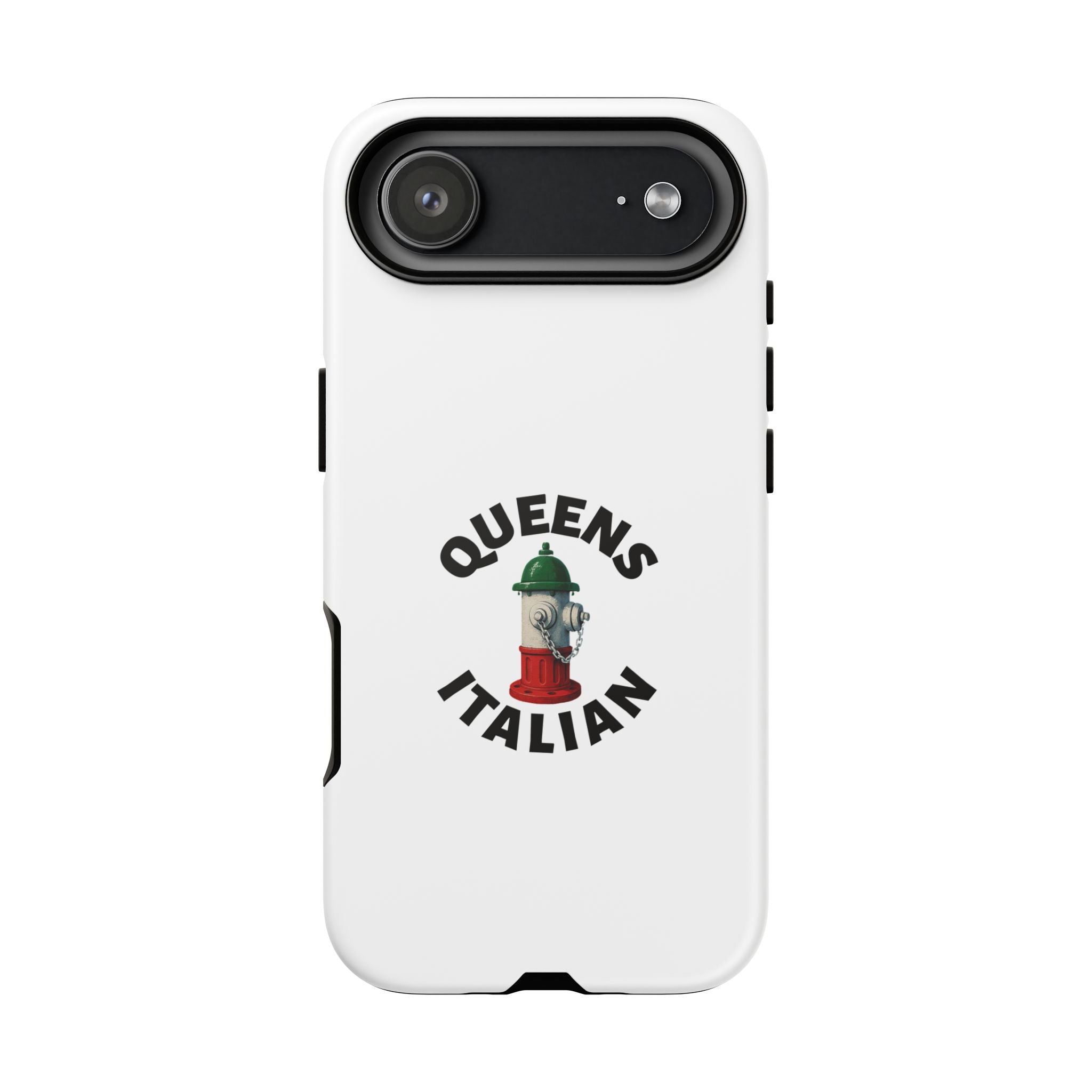 Queens Italian White Phone Case, Urban Style Phone Cover, Tough Smartphone Case, Gift for Italian Heritage, Fun Streetwear Accessories