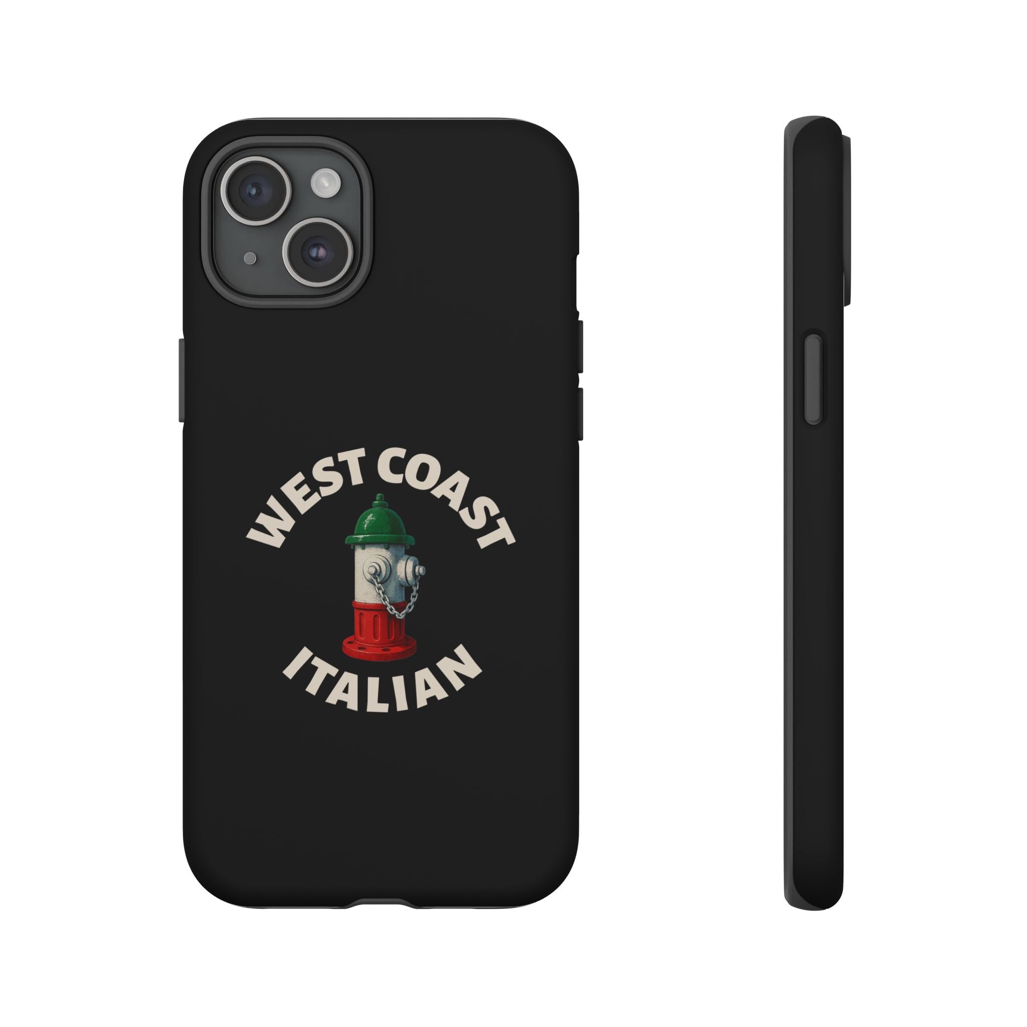 West Coast Italian Black Phone Case, Tough Cases for iPhone, Gift for Italians, Stylish Phone Cover, Unique Phone Accessory