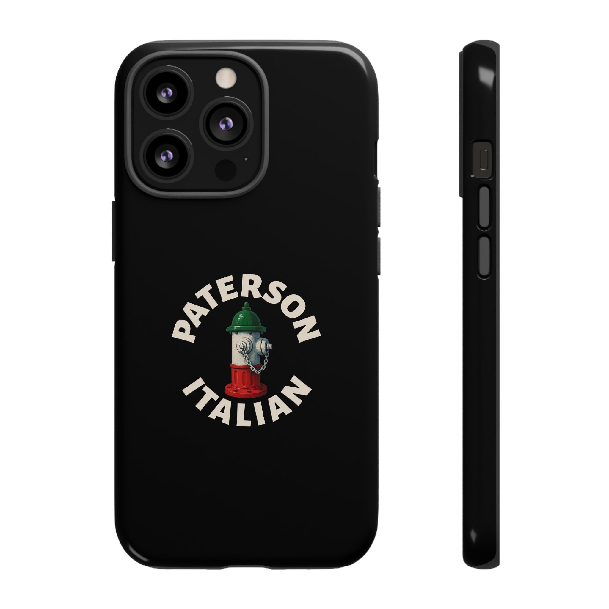 Paterson Italian Black Phone Case, Tough Cases for iPhone, Gift for Italians, Stylish Phone Cover, Unique Phone Accessory