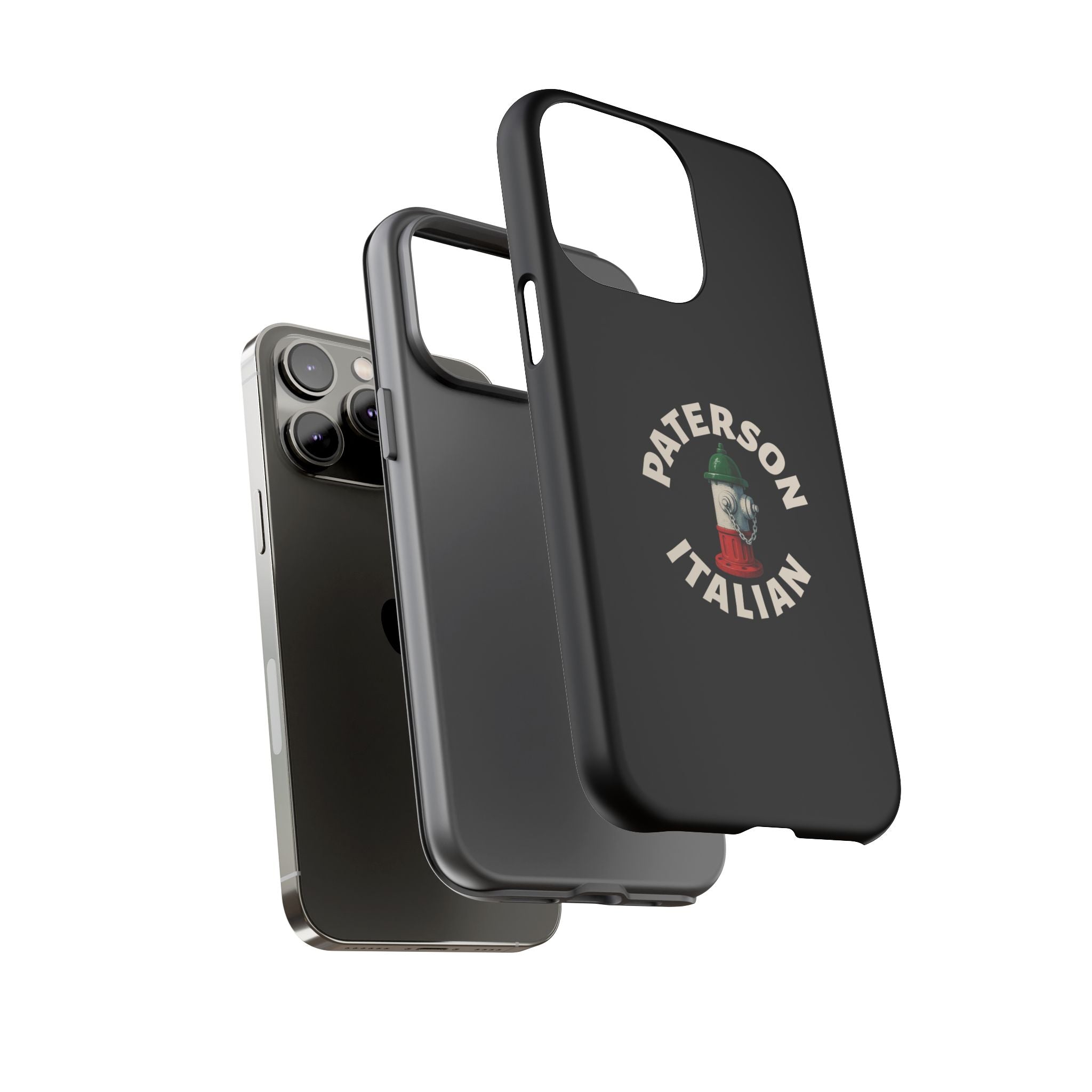 Paterson Italian Black Phone Case, Tough Cases for iPhone, Gift for Italians, Stylish Phone Cover, Unique Phone Accessory