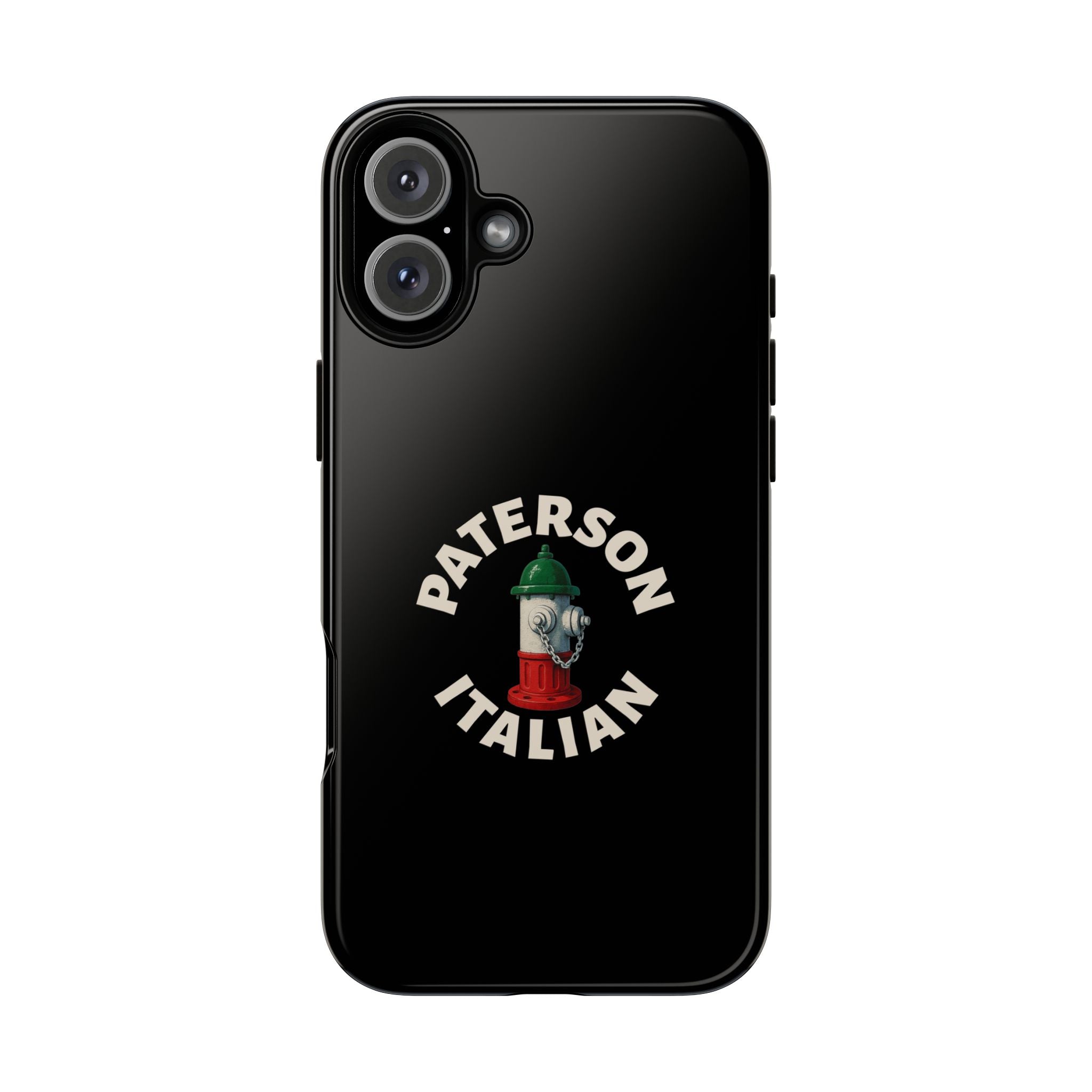 Paterson Italian Black Phone Case, Tough Cases for iPhone, Gift for Italians, Stylish Phone Cover, Unique Phone Accessory