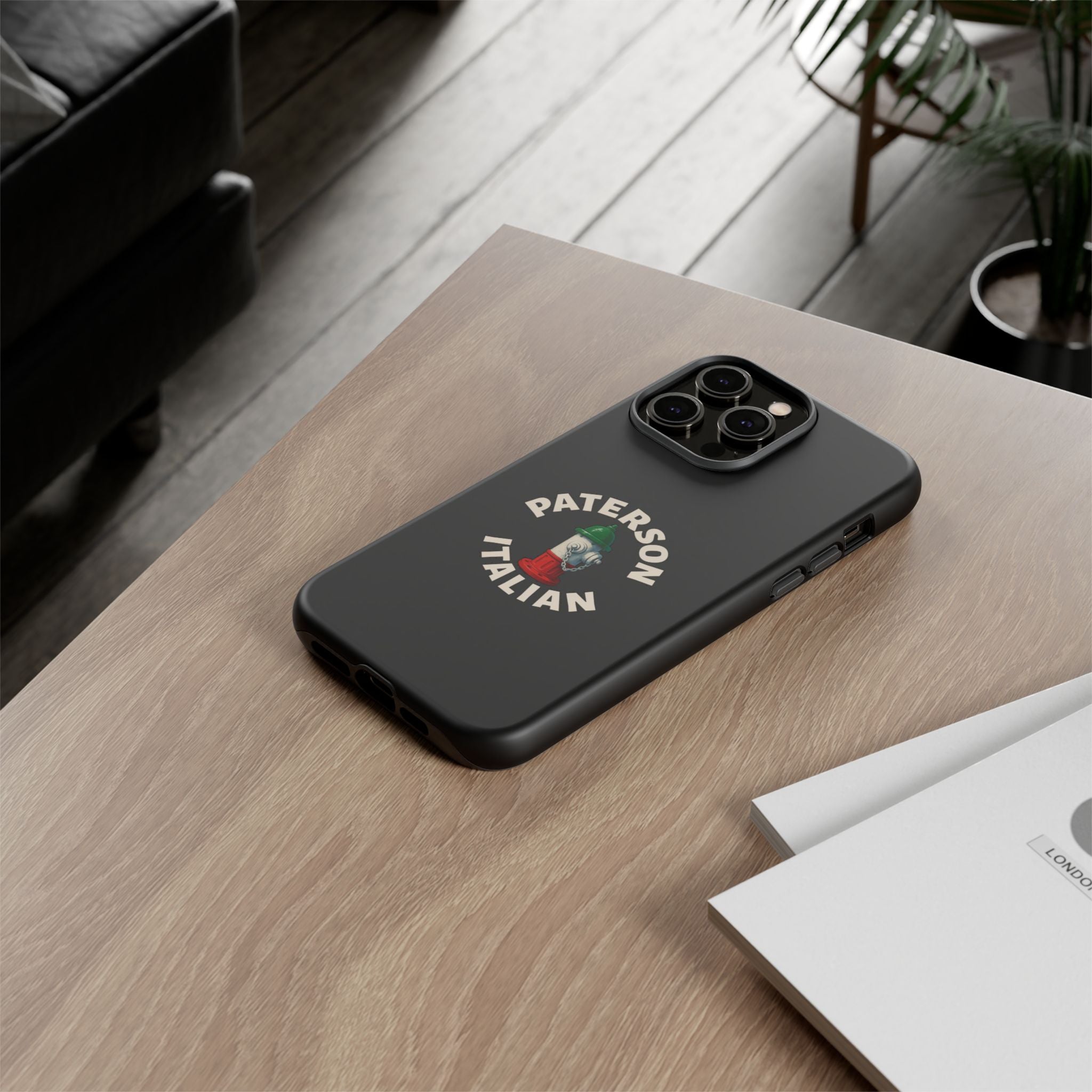 Paterson Italian Black Phone Case, Tough Cases for iPhone, Gift for Italians, Stylish Phone Cover, Unique Phone Accessory