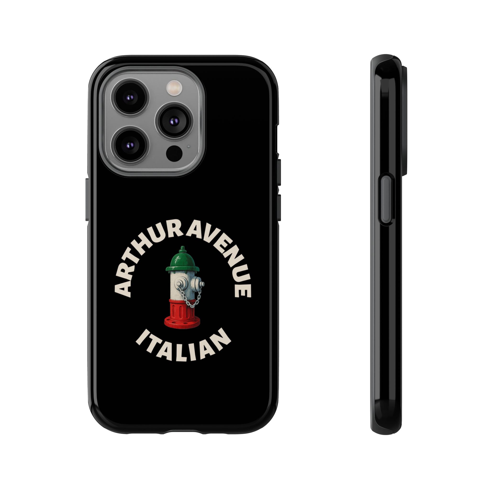 Arthur Avenue Italian Black Phone Case, Tough Cases for iPhone, Gift for Italians, Stylish Phone Cover, Unique Phone Accessory