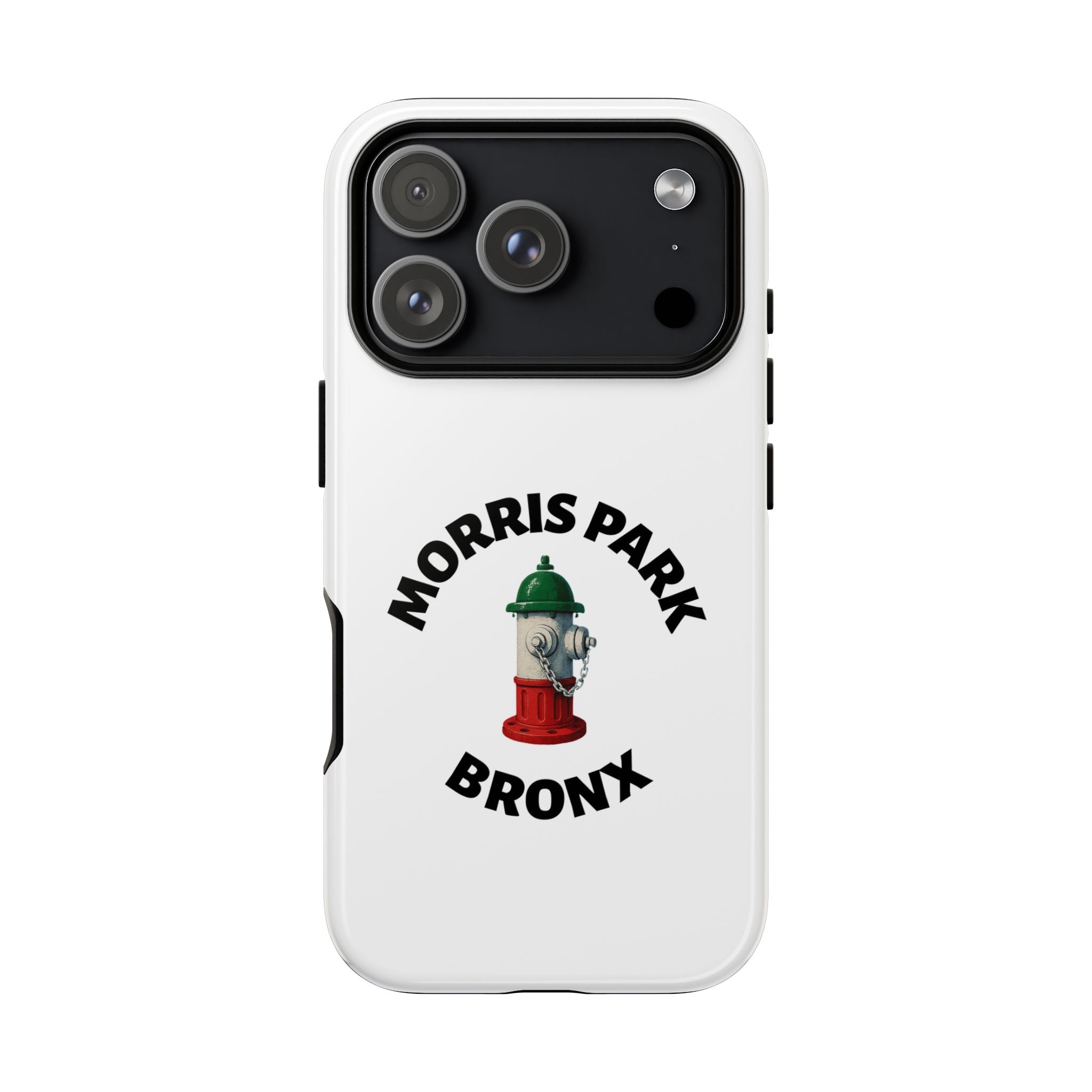 Morris Park Bronx White Phone Case, Urban Style Phone Cover, Tough Smartphone Case, Gift for Italian Heritage, Fun Streetwear Accessories
