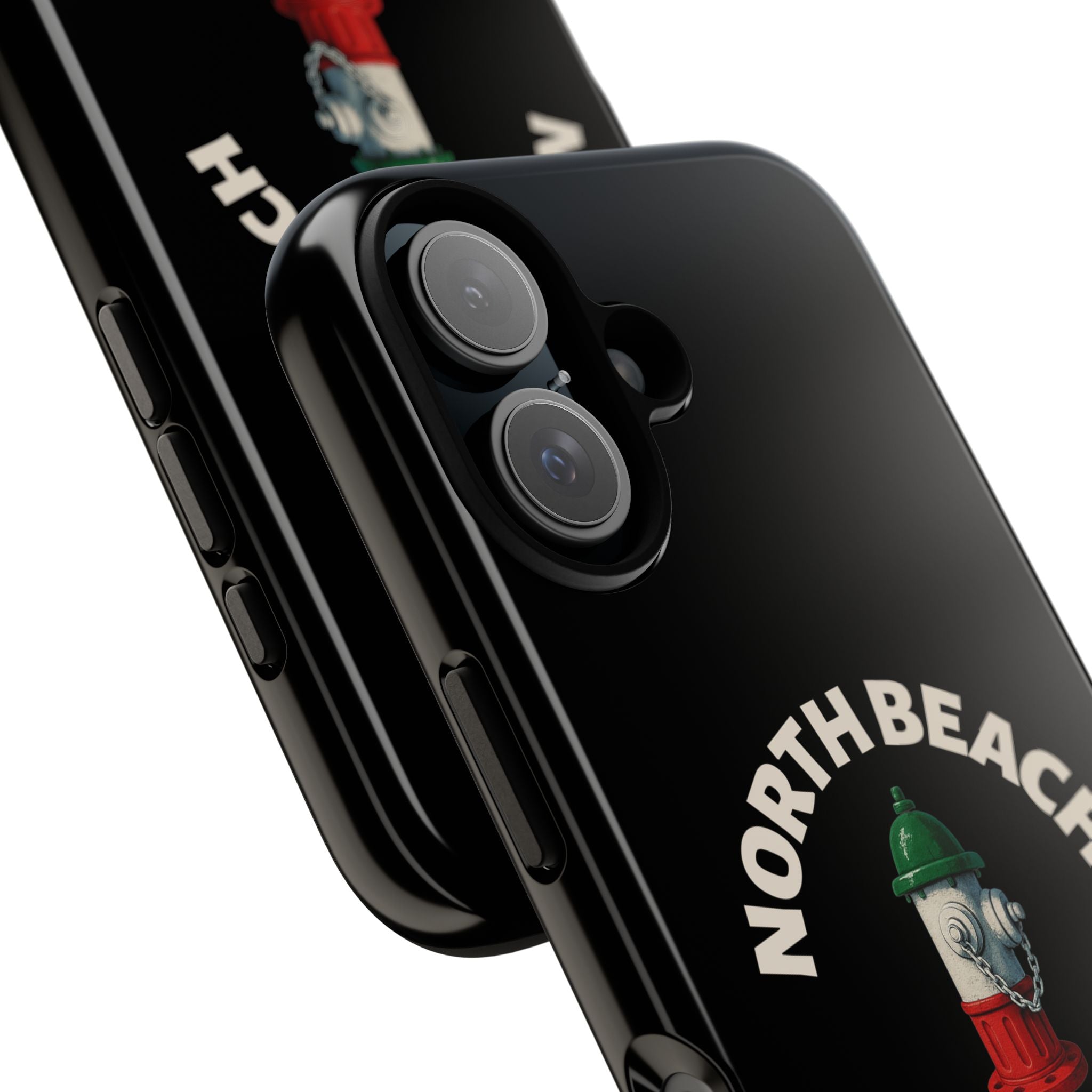 North Beach Italian Black Phone Case, Tough Cases for iPhone, Gift for Italians, Stylish Phone Cover, Unique Phone Accessory