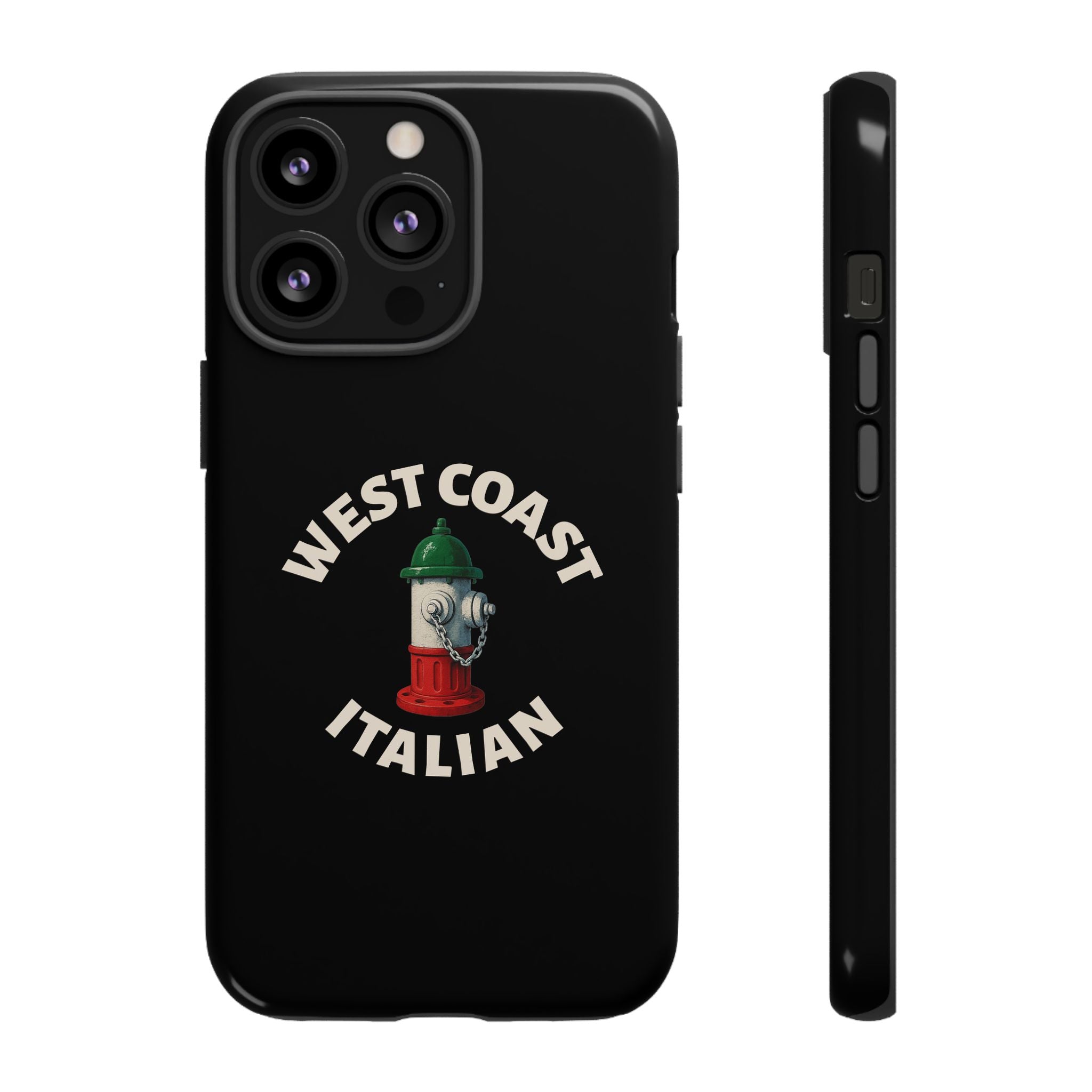 West Coast Italian Black Phone Case, Tough Cases for iPhone, Gift for Italians, Stylish Phone Cover, Unique Phone Accessory