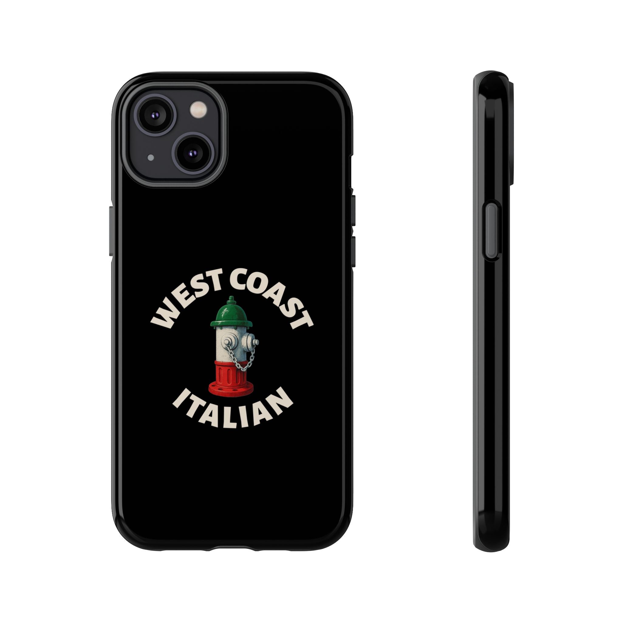 West Coast Italian Black Phone Case, Tough Cases for iPhone, Gift for Italians, Stylish Phone Cover, Unique Phone Accessory